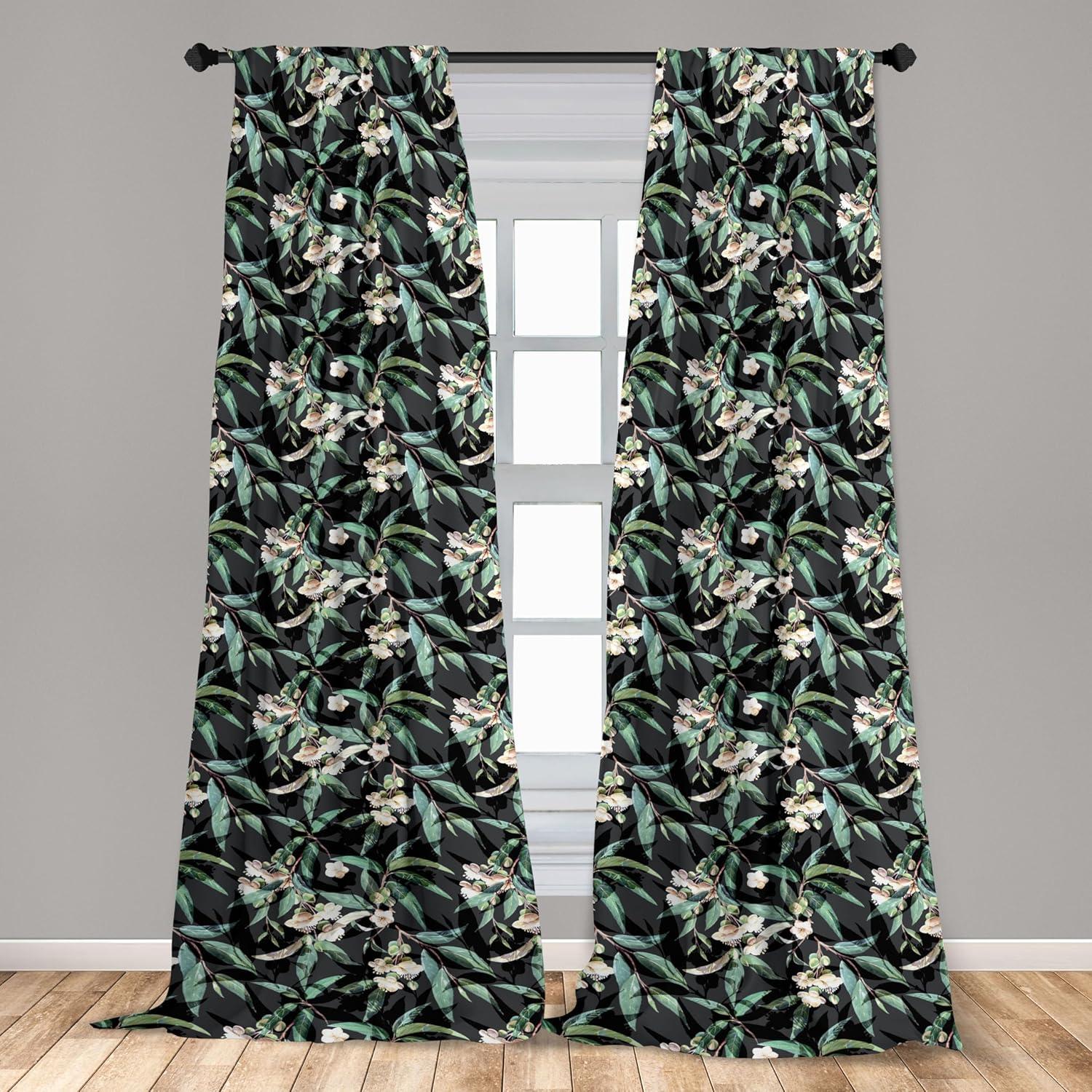 imageAmbesonne Blooming Roses Curtains Night Jungle Vibe Flowers Boho with Neutral Leafy Peduncles Window Treatments 2 Panel Set for Living Room Bedroom Pair of 28 x 84 Dark Sea Green Dark CoralPeacock Green Sea Green