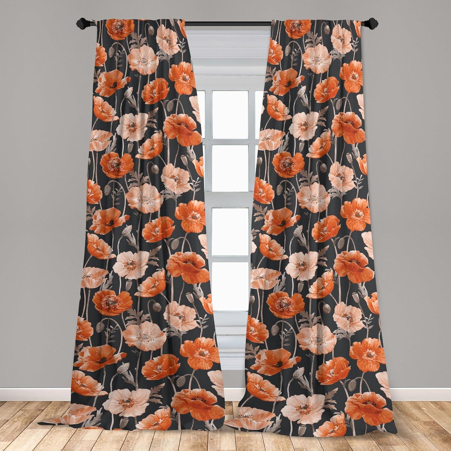 imageAmbesonne Blooming Roses Curtains Night Jungle Vibe Flowers Boho with Neutral Leafy Peduncles Window Treatments 2 Panel Set for Living Room Bedroom Pair of 28 x 84 Dark Sea Green Dark CoralCinnamon Pale Chocolate