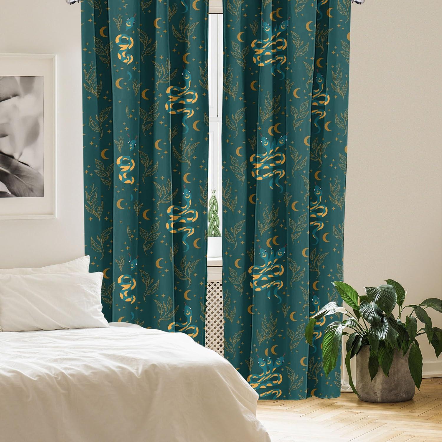 imageAmbesonne Boho Moth Curtains Mystic Feel Wild Nature Wingy Animals with Trippy Colors Print Neutral Window Treatments 2 Panel Set for Living Room Bedroom Pair of 28 x 84 Plum Purple Sea BlueTeal Earth Yellow Amber