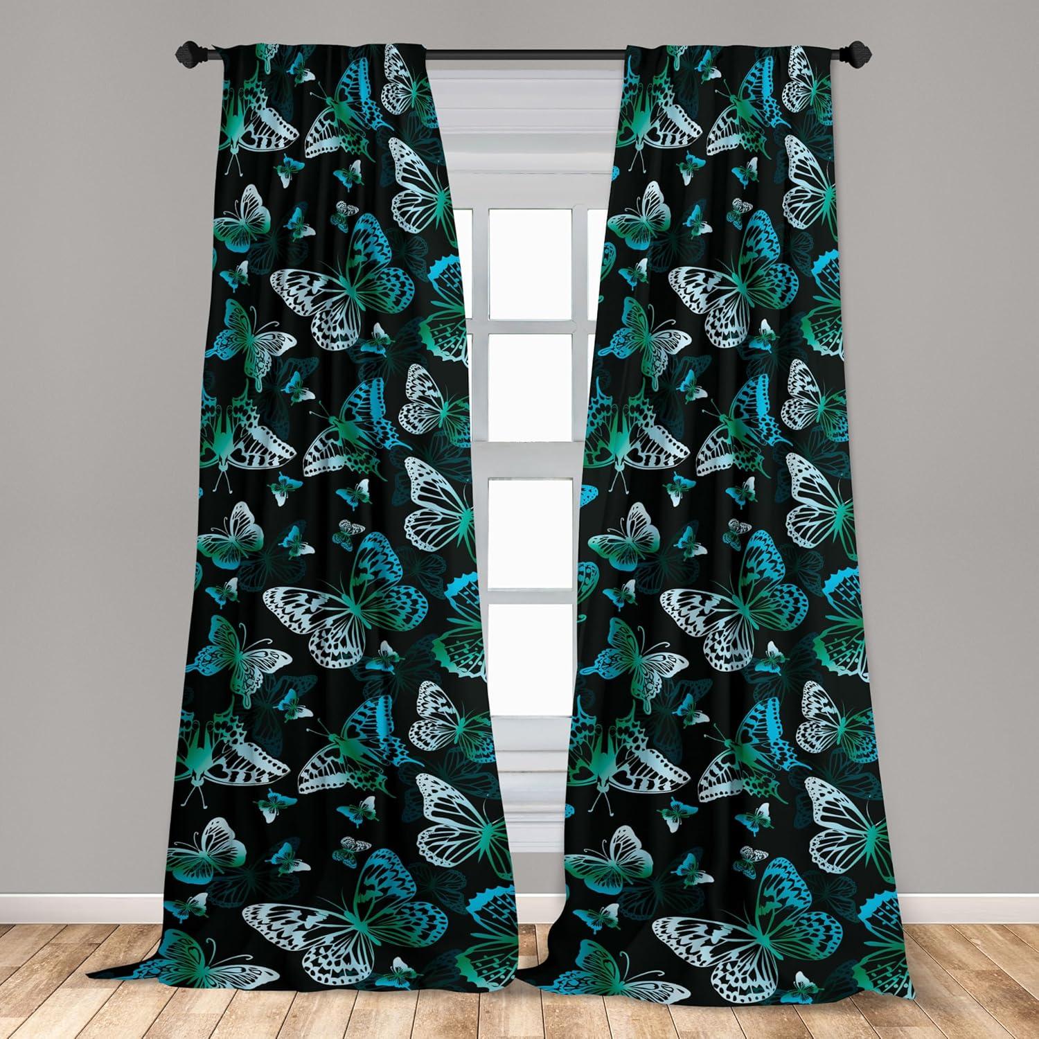 imageAmbesonne Boho Moth Curtains Mystic Feel Wild Nature Wingy Animals with Trippy Colors Print Neutral Window Treatments 2 Panel Set for Living Room Bedroom Pair of 28 x 84 Plum Purple Sea BlueCharcoal Grey Sea Green