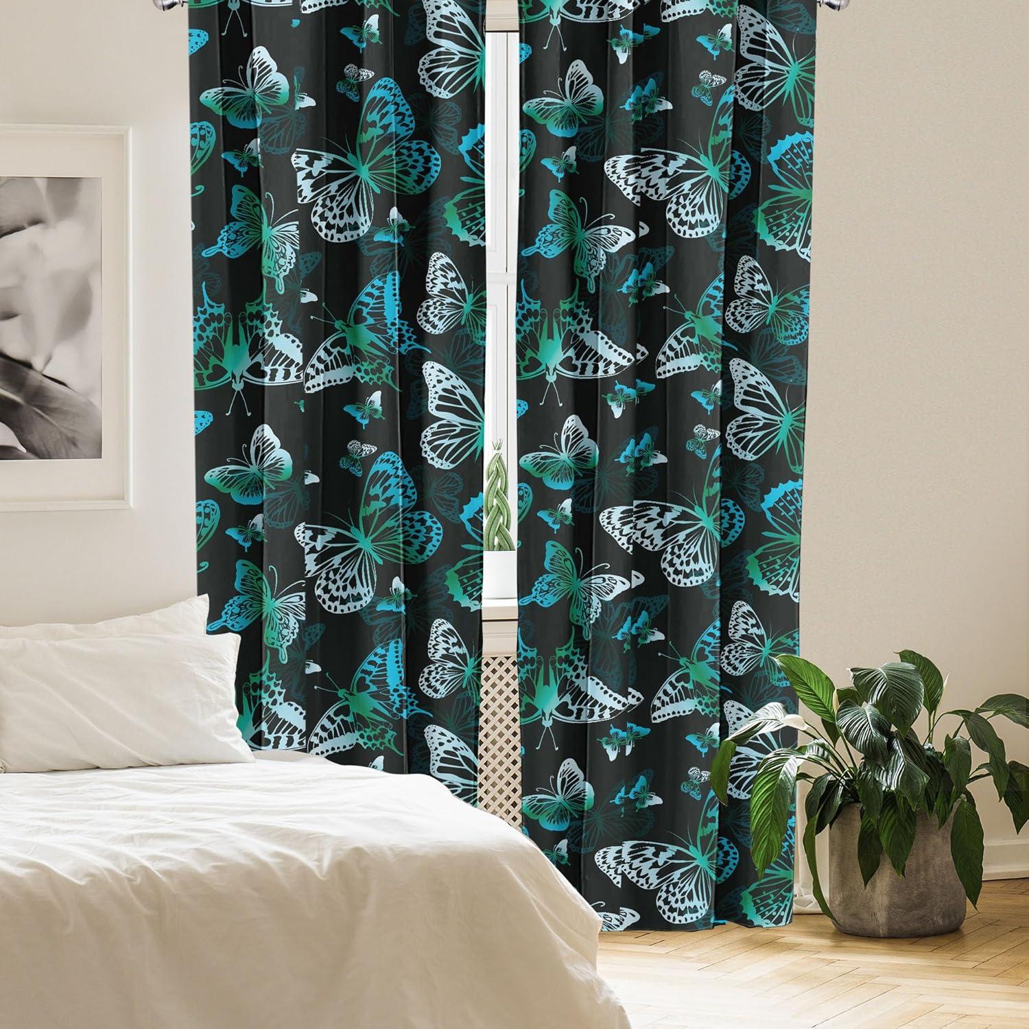 imageAmbesonne Boho Moth Curtains Mystic Feel Wild Nature Wingy Animals with Trippy Colors Print Neutral Window Treatments 2 Panel Set for Living Room Bedroom Pair of 28 x 84 Plum Purple Sea BlueCharcoal Grey Sea Green