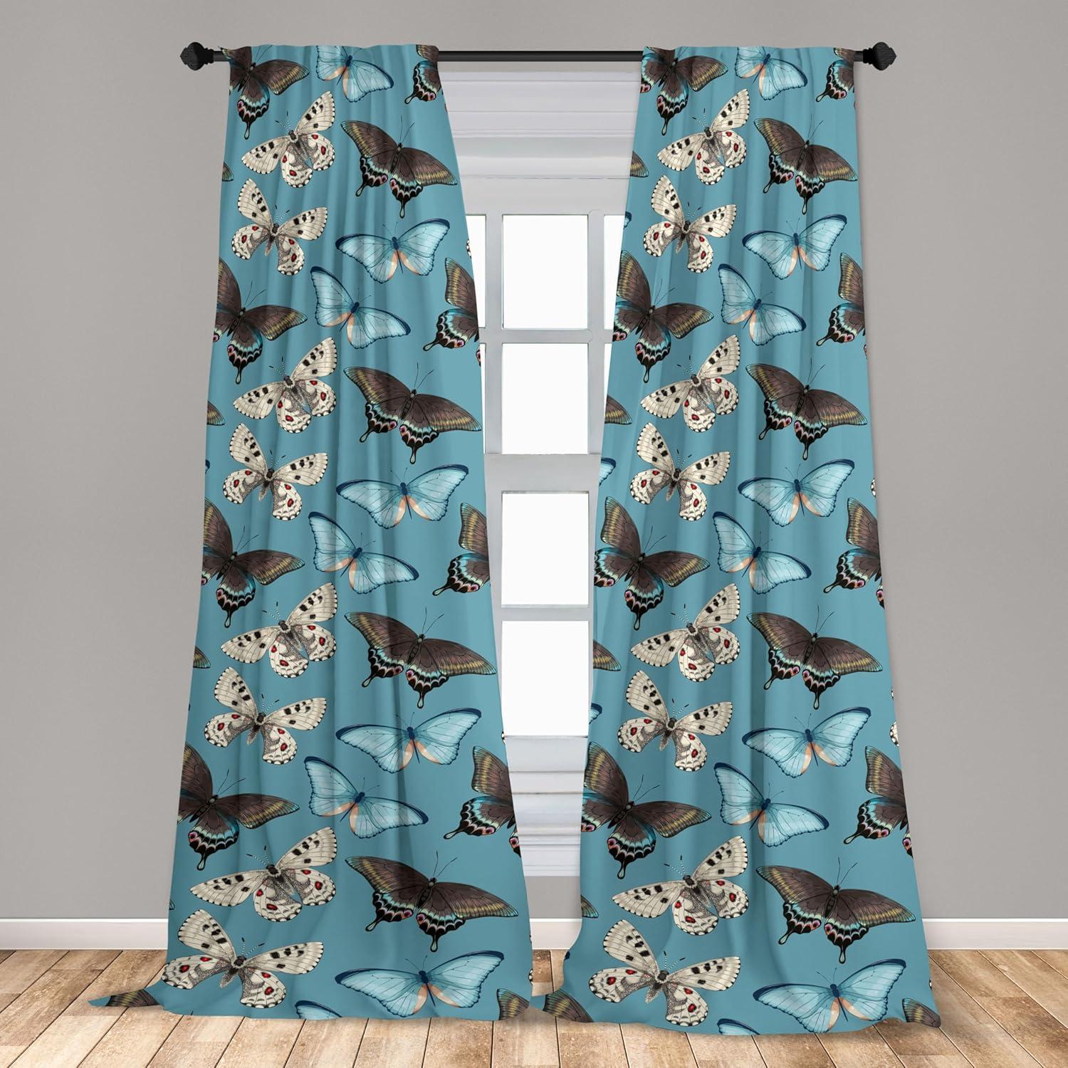 imageAmbesonne Boho Moth Curtains Mystic Feel Wild Nature Wingy Animals with Trippy Colors Print Neutral Window Treatments 2 Panel Set for Living Room Bedroom Pair of 28 x 84 Plum Purple Sea BlueSeal Brown and Slate Blue