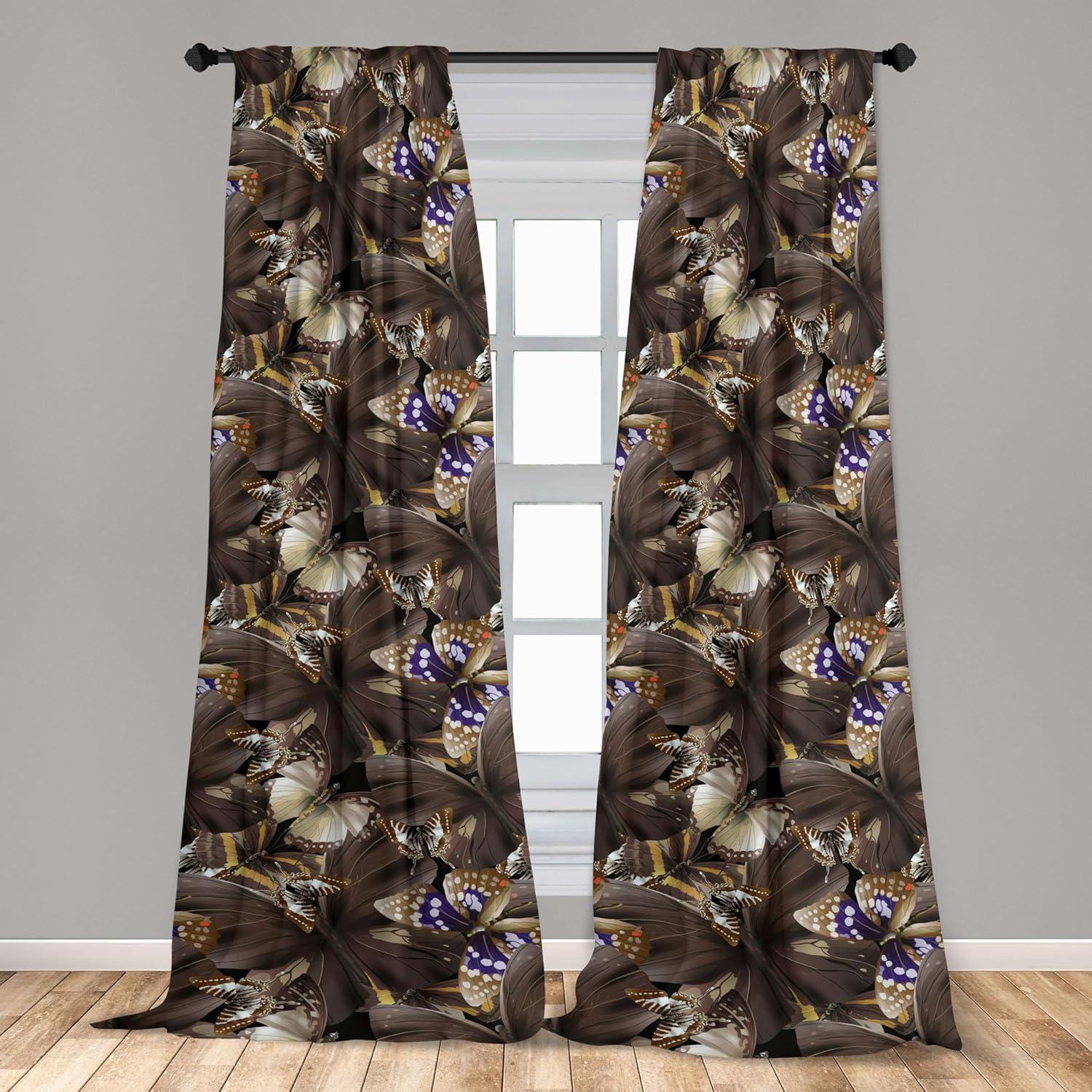imageAmbesonne Boho Moth Curtains Mystic Feel Wild Nature Wingy Animals with Trippy Colors Print Neutral Window Treatments 2 Panel Set for Living Room Bedroom Pair of 28 x 84 Plum Purple Sea BlueDark Taupe Quartz and Indigo