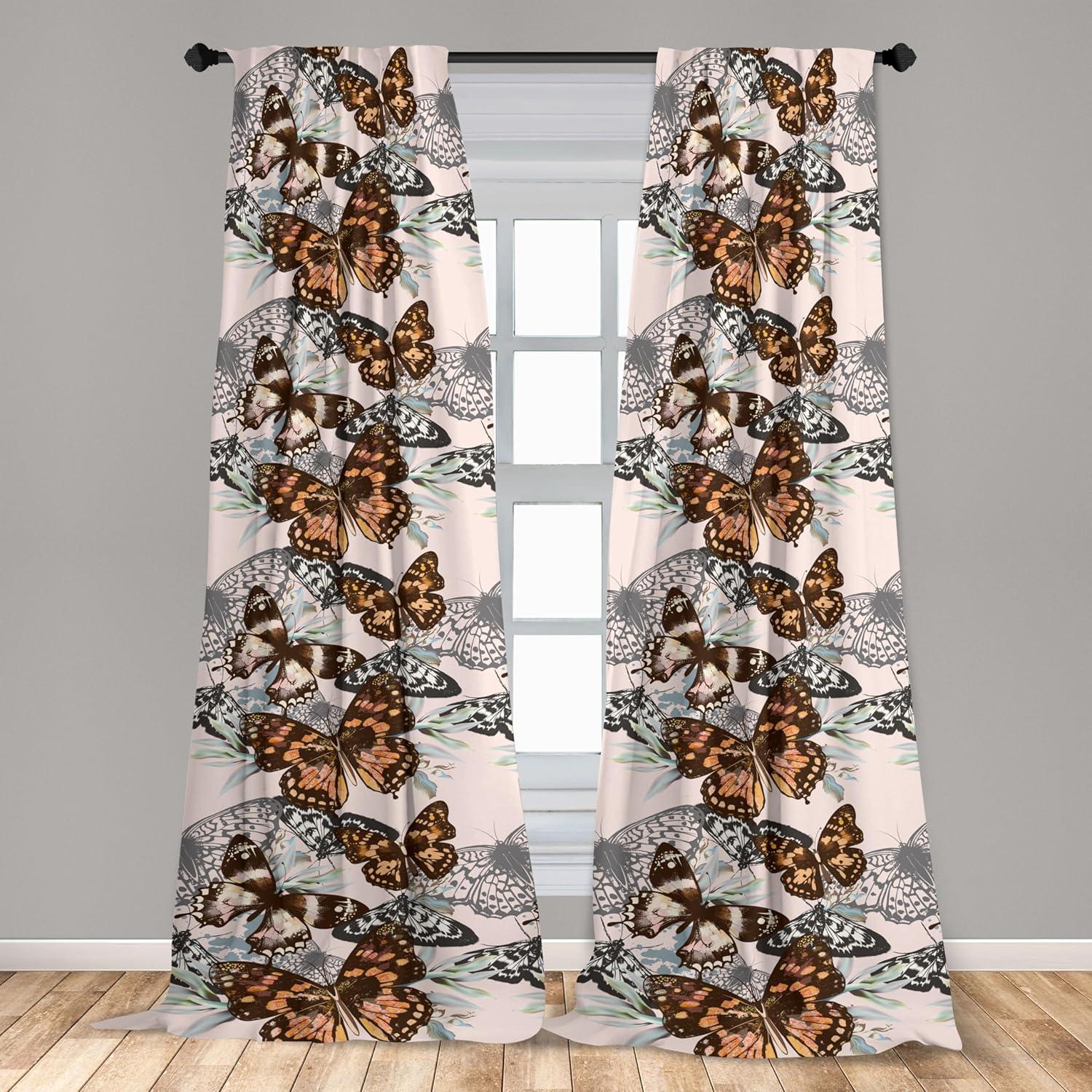 imageAmbesonne Boho Moth Curtains Mystic Feel Wild Nature Wingy Animals with Trippy Colors Print Neutral Window Treatments 2 Panel Set for Living Room Bedroom Pair of 28 x 84 Plum Purple Sea BlueDark Cocoa and Almond Green