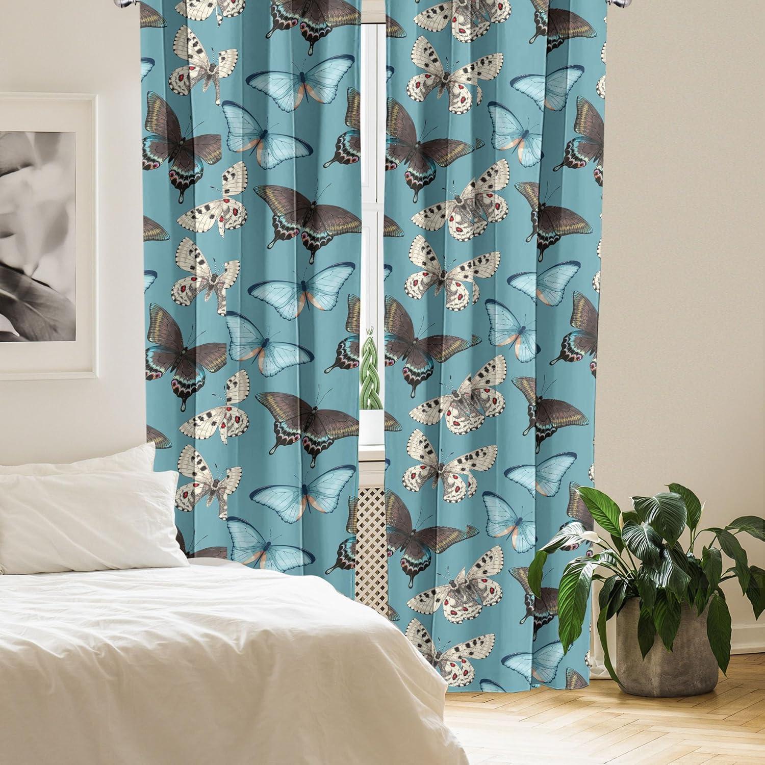 imageAmbesonne Boho Moth Curtains Mystic Feel Wild Nature Wingy Animals with Trippy Colors Print Neutral Window Treatments 2 Panel Set for Living Room Bedroom Pair of 28 x 84 Plum Purple Sea BlueSeal Brown and Slate Blue