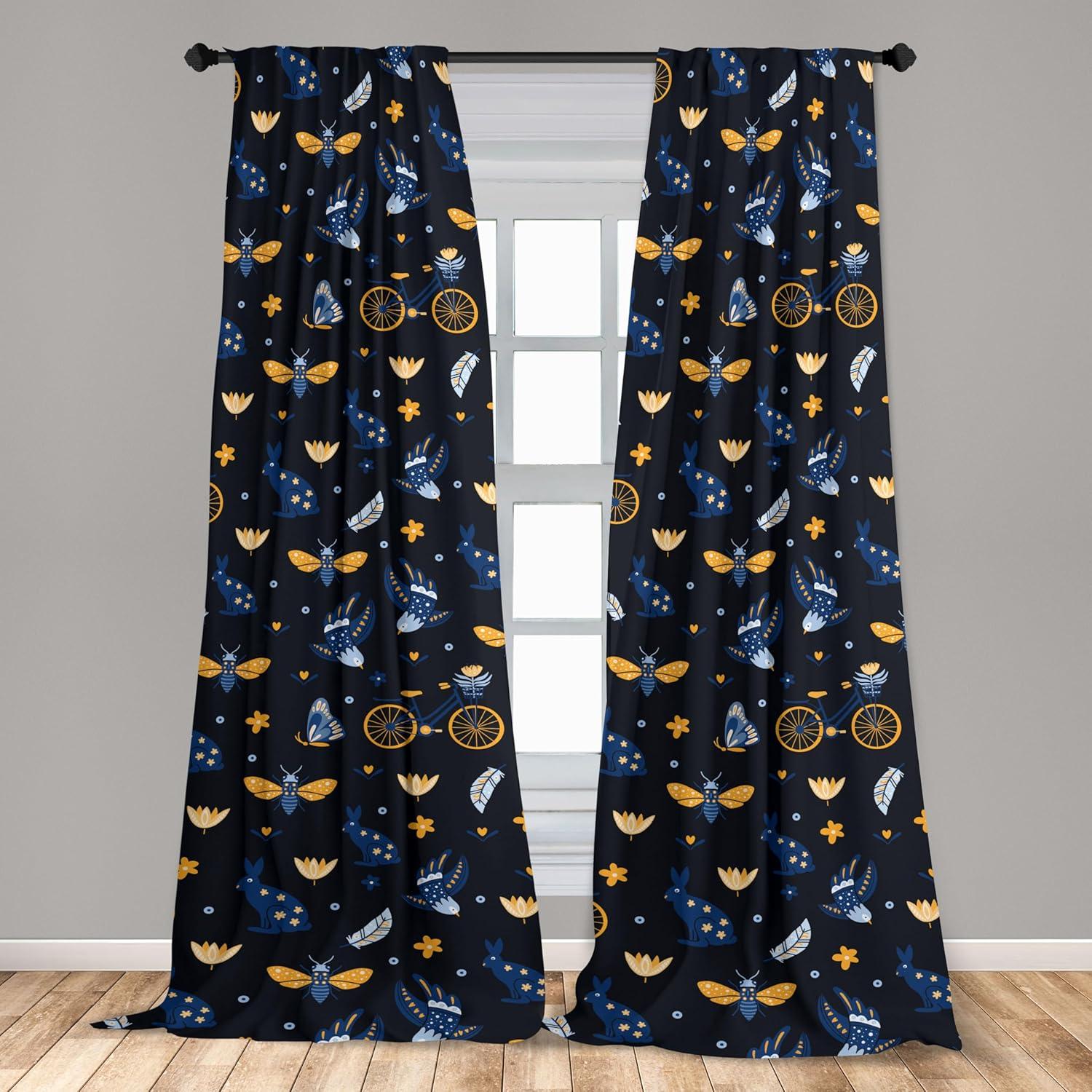 imageAmbesonne Boho Moth Curtains Mystic Feel Wild Nature Wingy Animals with Trippy Colors Print Neutral Window Treatments 2 Panel Set for Living Room Bedroom Pair of 28 x 84 Plum Purple Sea BlueNavy Blue and Pale Orange