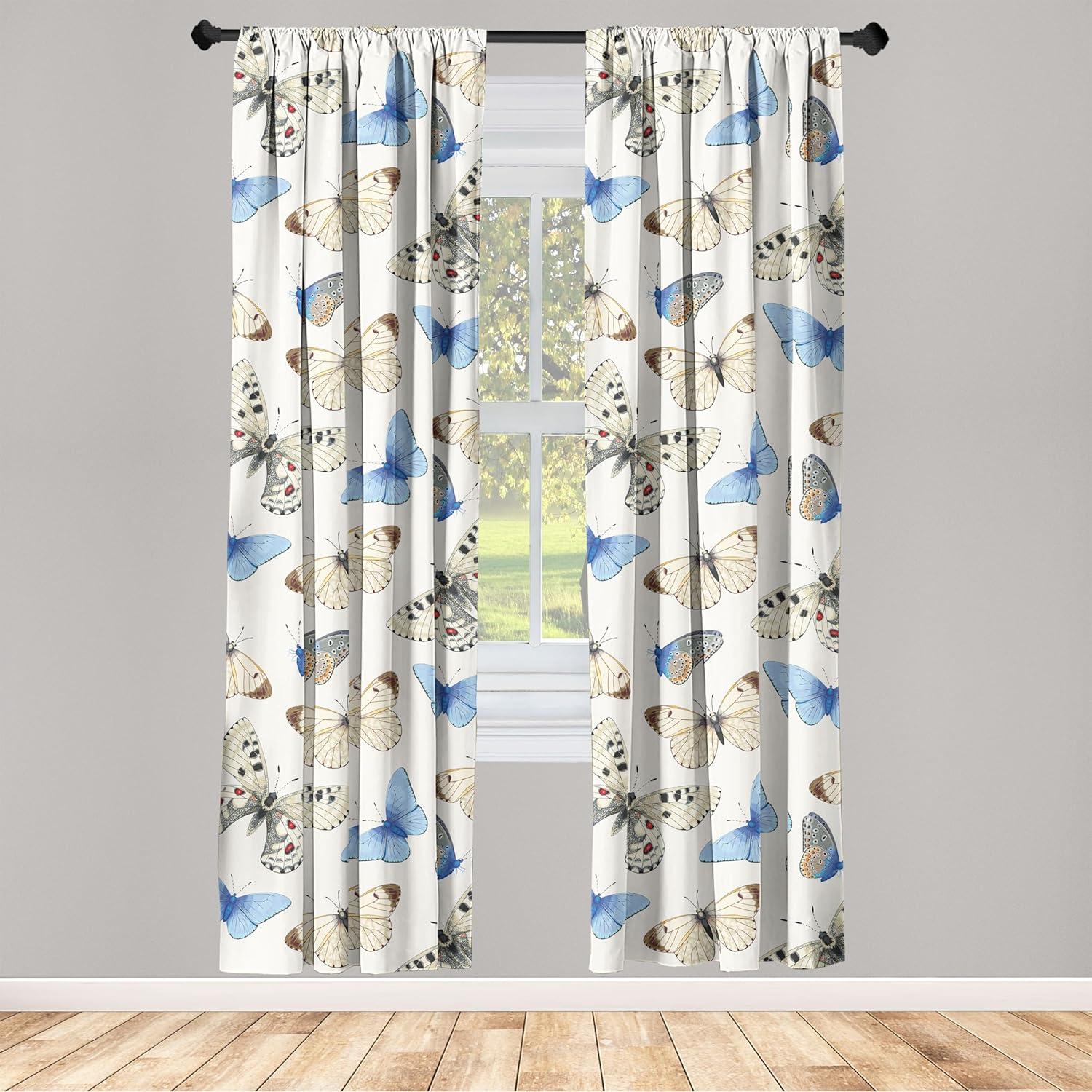 imageAmbesonne Boho Moth Curtains Mystic Feel Wild Nature Wingy Animals with Trippy Colors Print Neutral Window Treatments 2 Panel Set for Living Room Bedroom Pair of 28 x 84 Plum Purple Sea BluePale Yellow and Violet Blue