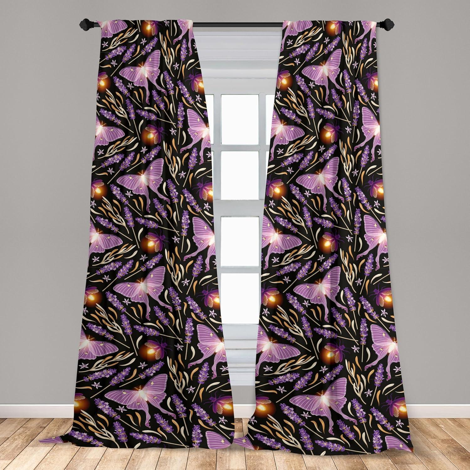 imageAmbesonne Boho Moth Curtains Mystic Feel Wild Nature Wingy Animals with Trippy Colors Print Neutral Window Treatments 2 Panel Set for Living Room Bedroom Pair of 28 x 84 Plum Purple Sea BlueMauve Fuchsia Sand Brown