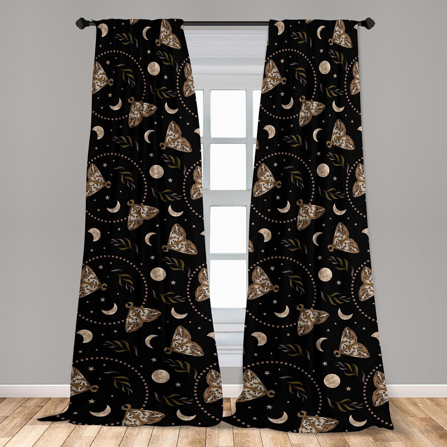 imageAmbesonne Boho Moth Curtains Mystic Feel Wild Nature Wingy Animals with Trippy Colors Print Neutral Window Treatments 2 Panel Set for Living Room Bedroom Pair of 28 x 84 Plum Purple Sea BlueCharcoal Grey Warm Taupe