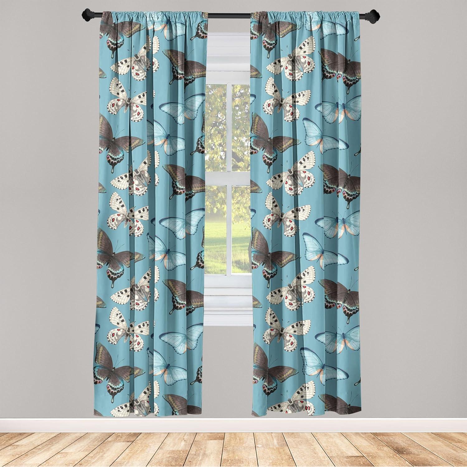 imageAmbesonne Boho Moth Curtains Mystic Feel Wild Nature Wingy Animals with Trippy Colors Print Neutral Window Treatments 2 Panel Set for Living Room Bedroom Pair of 28 x 84 Plum Purple Sea BlueSeal Brown and Slate Blue