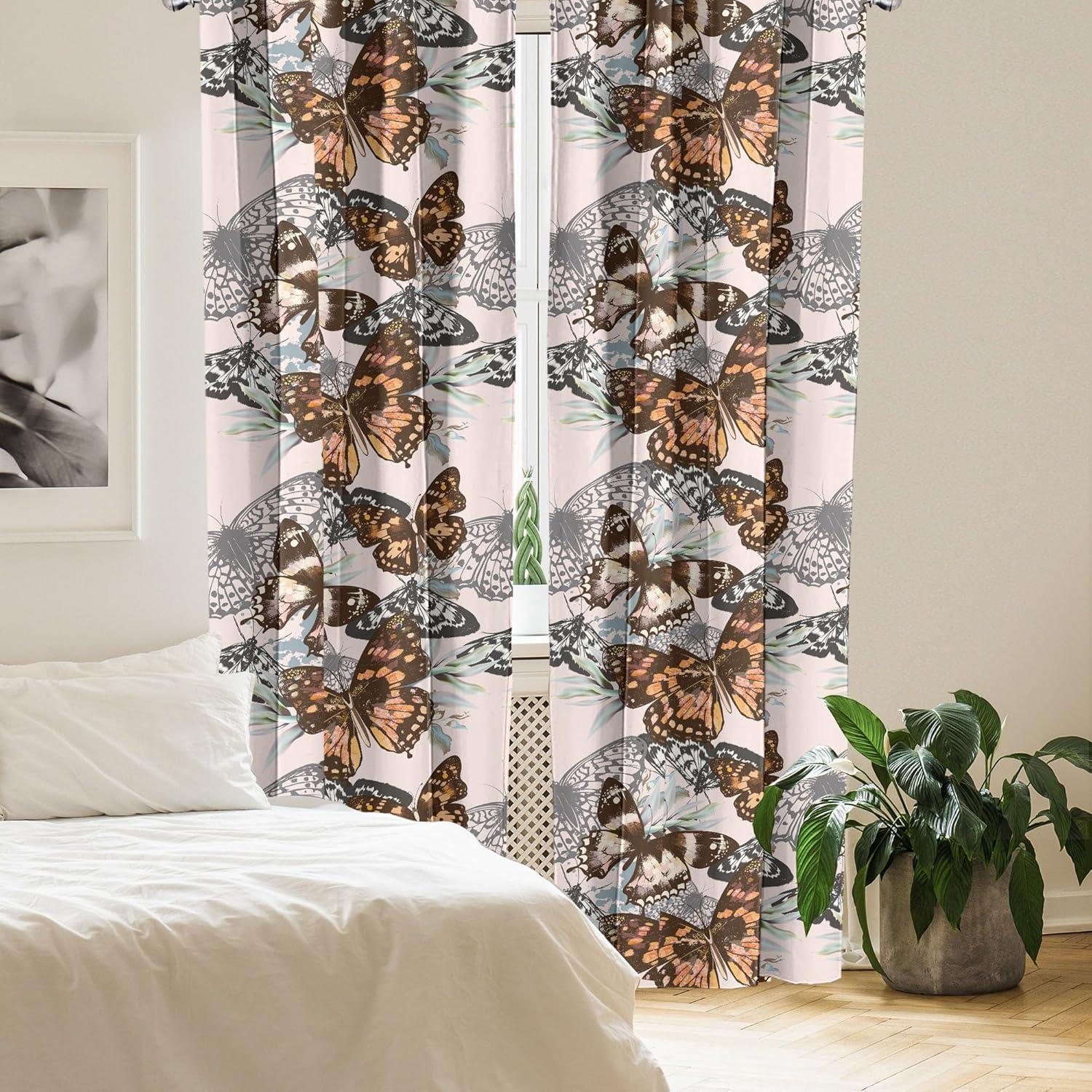 imageAmbesonne Boho Moth Curtains Mystic Feel Wild Nature Wingy Animals with Trippy Colors Print Neutral Window Treatments 2 Panel Set for Living Room Bedroom Pair of 28 x 84 Plum Purple Sea BlueDark Cocoa and Almond Green