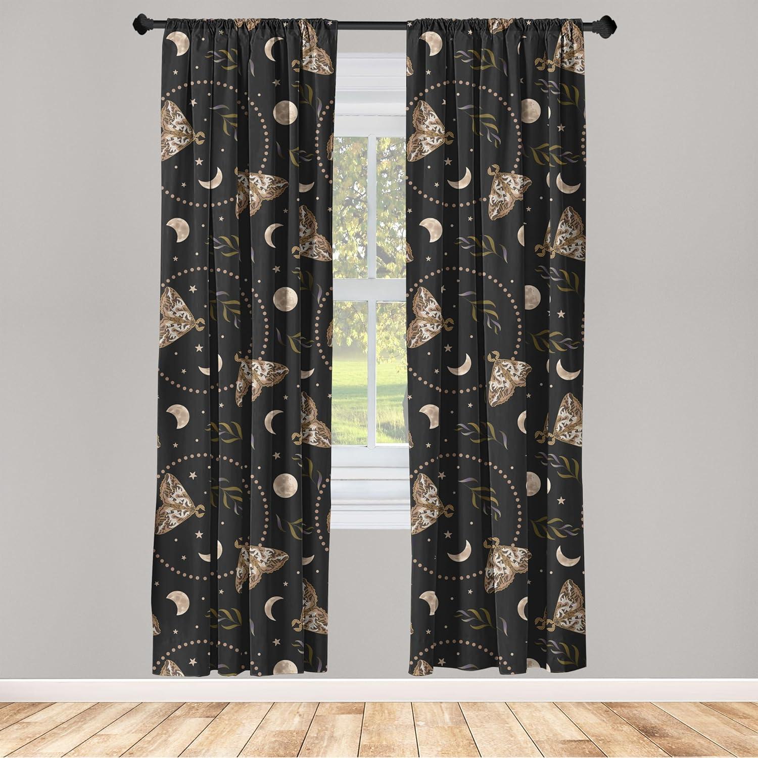 imageAmbesonne Boho Moth Curtains Mystic Feel Wild Nature Wingy Animals with Trippy Colors Print Neutral Window Treatments 2 Panel Set for Living Room Bedroom Pair of 28 x 84 Plum Purple Sea BlueCharcoal Grey Warm Taupe