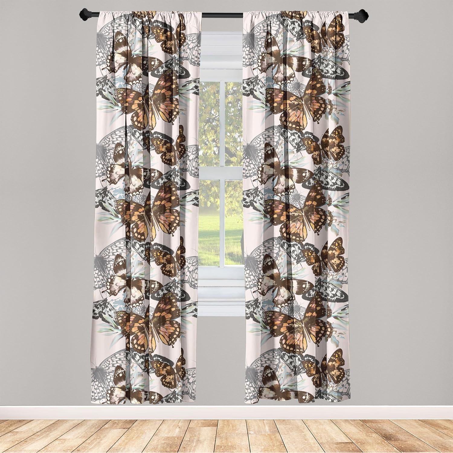 imageAmbesonne Boho Moth Curtains Mystic Feel Wild Nature Wingy Animals with Trippy Colors Print Neutral Window Treatments 2 Panel Set for Living Room Bedroom Pair of 28 x 84 Plum Purple Sea BlueDark Cocoa and Almond Green