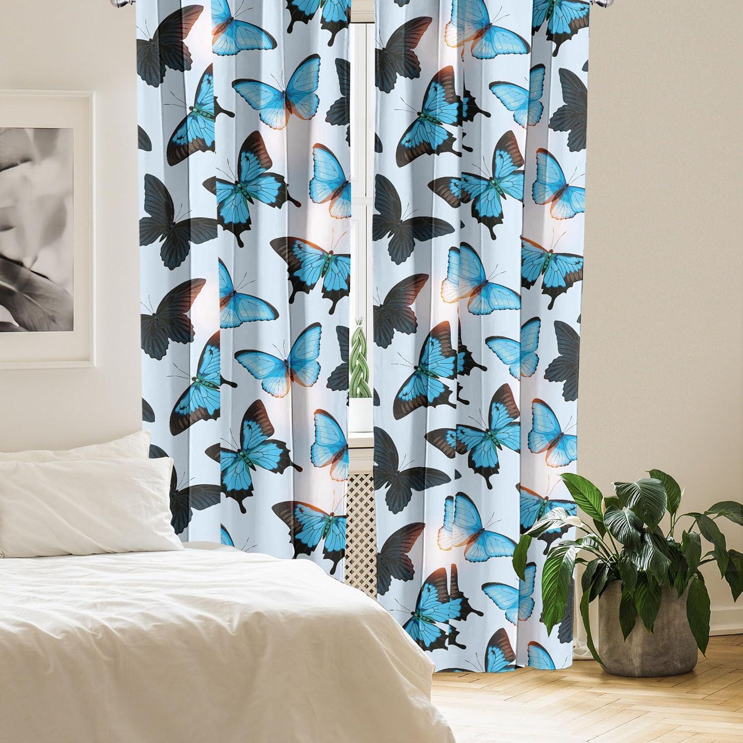 imageAmbesonne Boho Moth Curtains Mystic Feel Wild Nature Wingy Animals with Trippy Colors Print Neutral Window Treatments 2 Panel Set for Living Room Bedroom Pair of 28 x 84 Plum Purple Sea BlueSky Blue Dark Grey and White