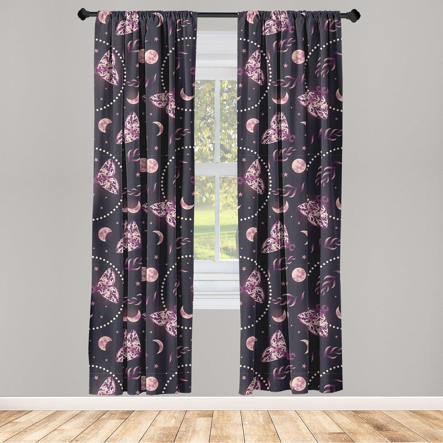 imageAmbesonne Boho Moth Curtains Mystic Feel Wild Nature Wingy Animals with Trippy Colors Print Neutral Window Treatments 2 Panel Set for Living Room Bedroom Pair of 28 x 84 Plum Purple Sea BluePlum Dark Magenta