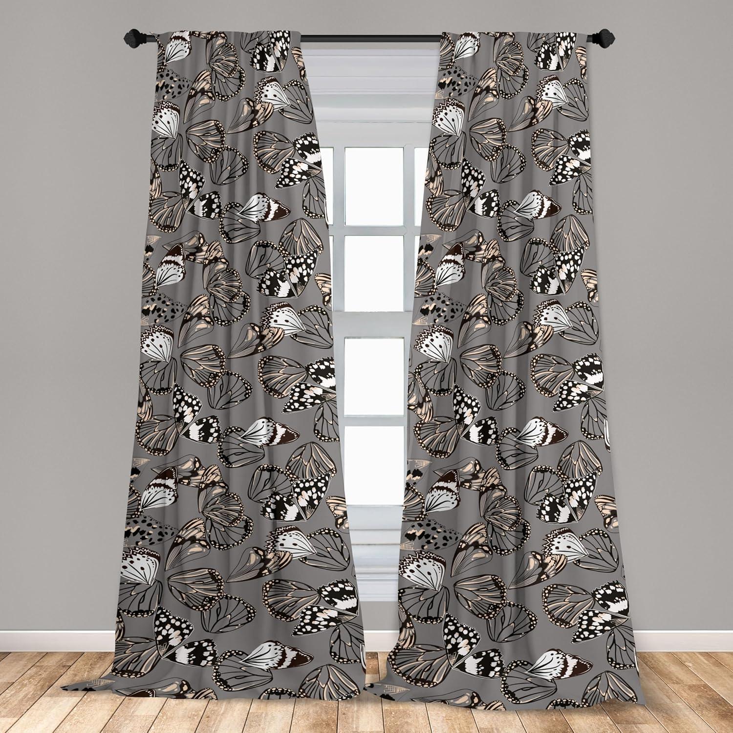 imageAmbesonne Boho Moth Curtains Mystic Feel Wild Nature Wingy Animals with Trippy Colors Print Neutral Window Treatments 2 Panel Set for Living Room Bedroom Pair of 28 x 84 Plum Purple Sea BluePale Peach and Dark Grey