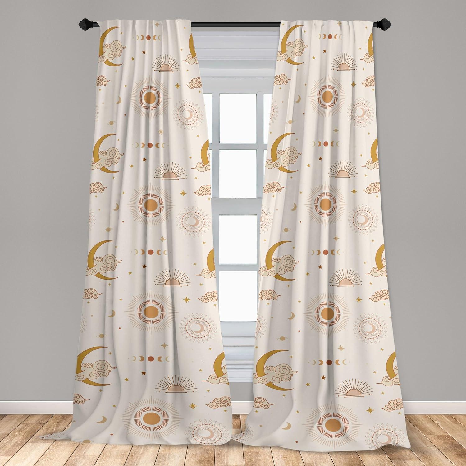 imageAmbesonne Boho Moth Curtains Mystic Feel Wild Nature Wingy Animals with Trippy Colors Print Neutral Window Treatments 2 Panel Set for Living Room Bedroom Pair of 28 x 84 Plum Purple Sea BluePastel Brown and Pale Camel