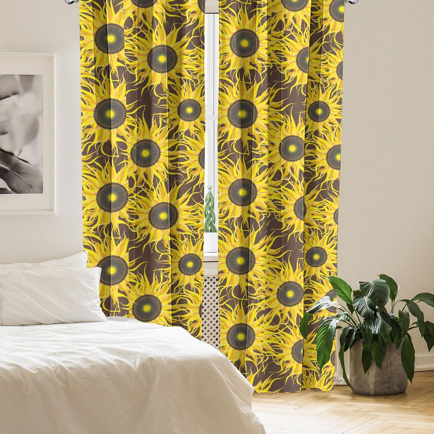 imageAmbesonne Boho Moth Curtains Mystic Feel Wild Nature Wingy Animals with Trippy Colors Print Neutral Window Treatments 2 Panel Set for Living Room Bedroom Pair of 28 x 84 Plum Purple Sea BlueEarth Yellow and Pale Orange
