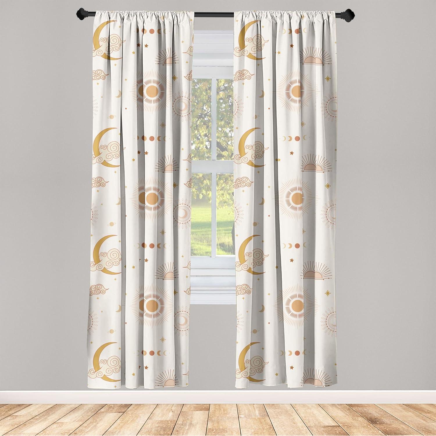 imageAmbesonne Boho Moth Curtains Mystic Feel Wild Nature Wingy Animals with Trippy Colors Print Neutral Window Treatments 2 Panel Set for Living Room Bedroom Pair of 28 x 84 Plum Purple Sea BluePastel Brown and Pale Camel