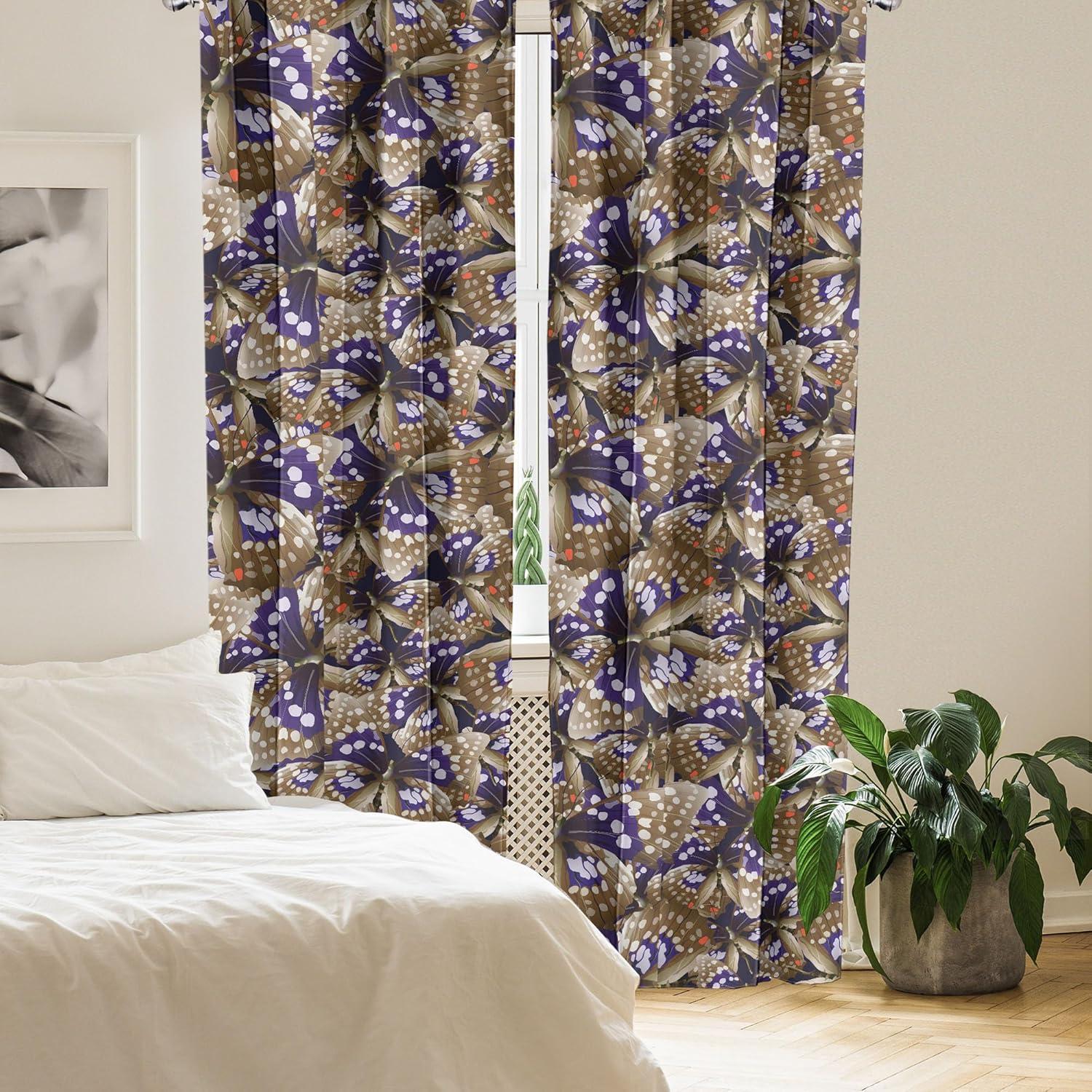 imageAmbesonne Boho Moth Curtains Mystic Feel Wild Nature Wingy Animals with Trippy Colors Print Neutral Window Treatments 2 Panel Set for Living Room Bedroom Pair of 28 x 84 Plum Purple Sea BlueDark Indigo Sepia and Umber