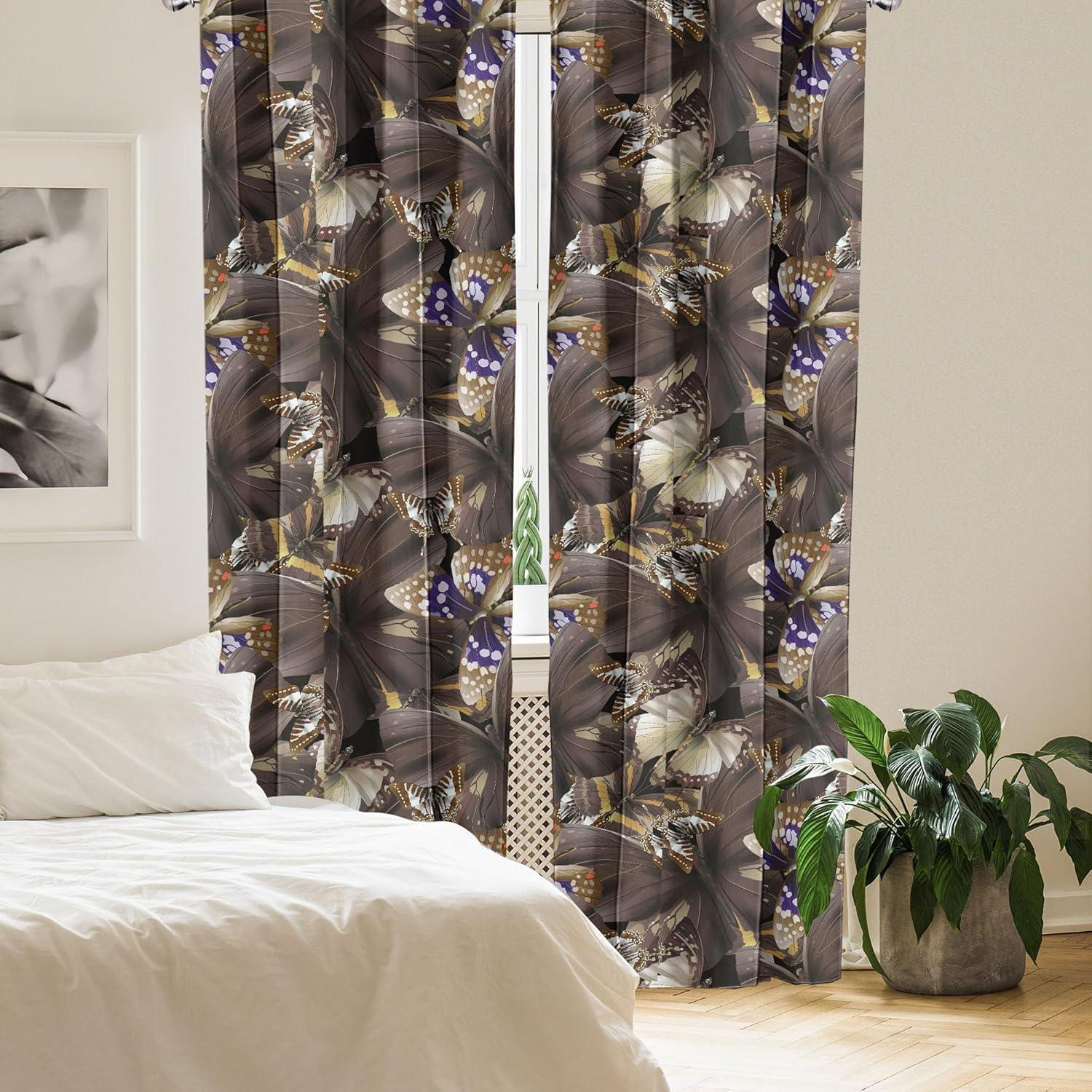 imageAmbesonne Boho Moth Curtains Mystic Feel Wild Nature Wingy Animals with Trippy Colors Print Neutral Window Treatments 2 Panel Set for Living Room Bedroom Pair of 28 x 84 Plum Purple Sea BlueDark Taupe Quartz and Indigo