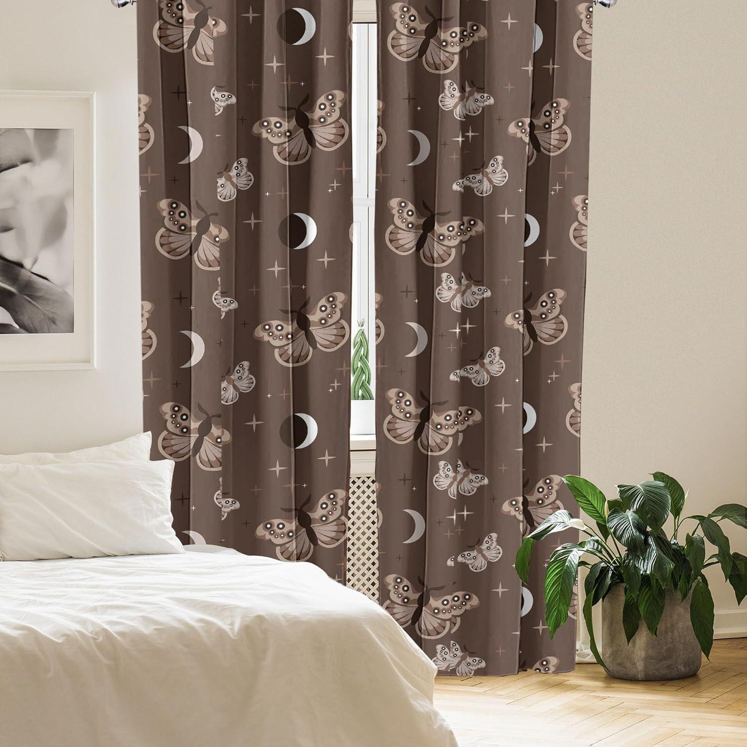 imageAmbesonne Boho Moth Curtains Mystic Feel Wild Nature Wingy Animals with Trippy Colors Print Neutral Window Treatments 2 Panel Set for Living Room Bedroom Pair of 28 x 84 Plum Purple Sea BlueUmber Warm Taupe Cocoa