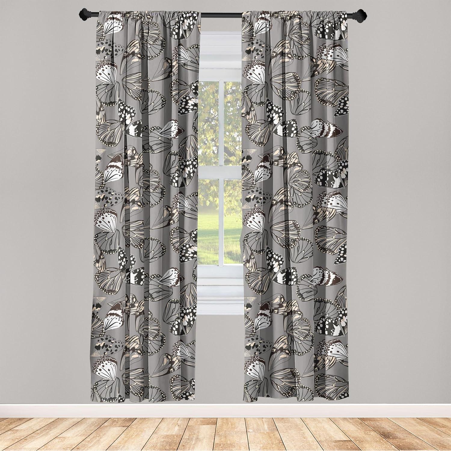 imageAmbesonne Boho Moth Curtains Mystic Feel Wild Nature Wingy Animals with Trippy Colors Print Neutral Window Treatments 2 Panel Set for Living Room Bedroom Pair of 28 x 84 Plum Purple Sea BluePale Peach and Dark Grey