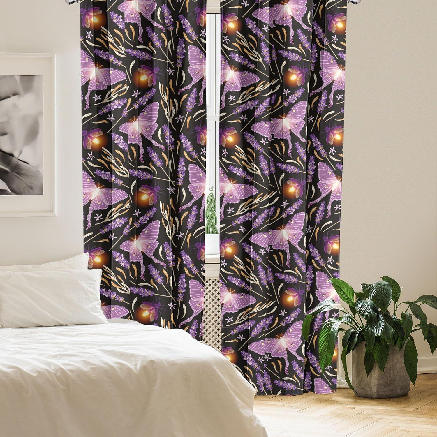 imageAmbesonne Boho Moth Curtains Mystic Feel Wild Nature Wingy Animals with Trippy Colors Print Neutral Window Treatments 2 Panel Set for Living Room Bedroom Pair of 28 x 84 Plum Purple Sea BlueMauve Fuchsia Sand Brown