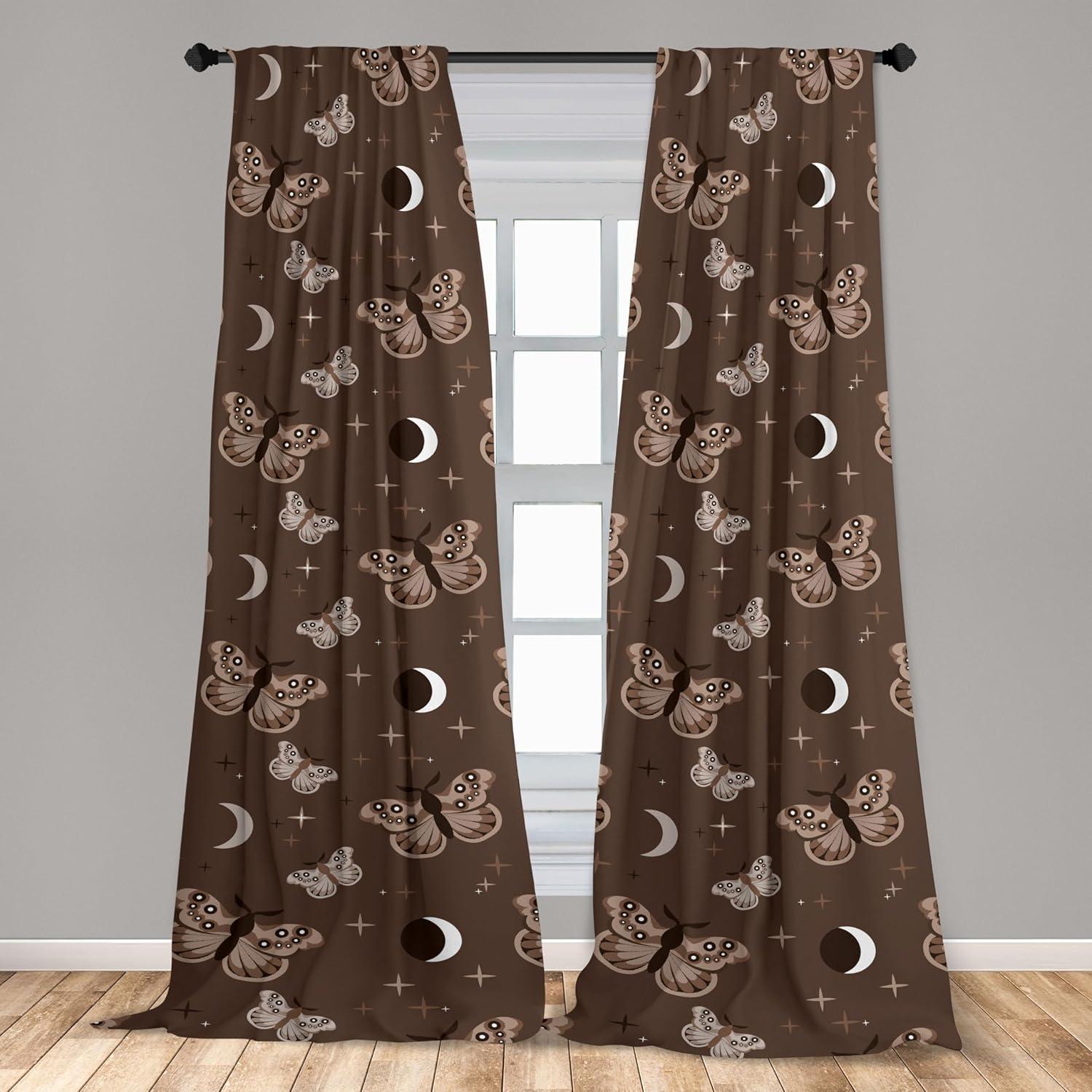 imageAmbesonne Boho Moth Curtains Mystic Feel Wild Nature Wingy Animals with Trippy Colors Print Neutral Window Treatments 2 Panel Set for Living Room Bedroom Pair of 28 x 84 Plum Purple Sea BlueUmber Warm Taupe Cocoa
