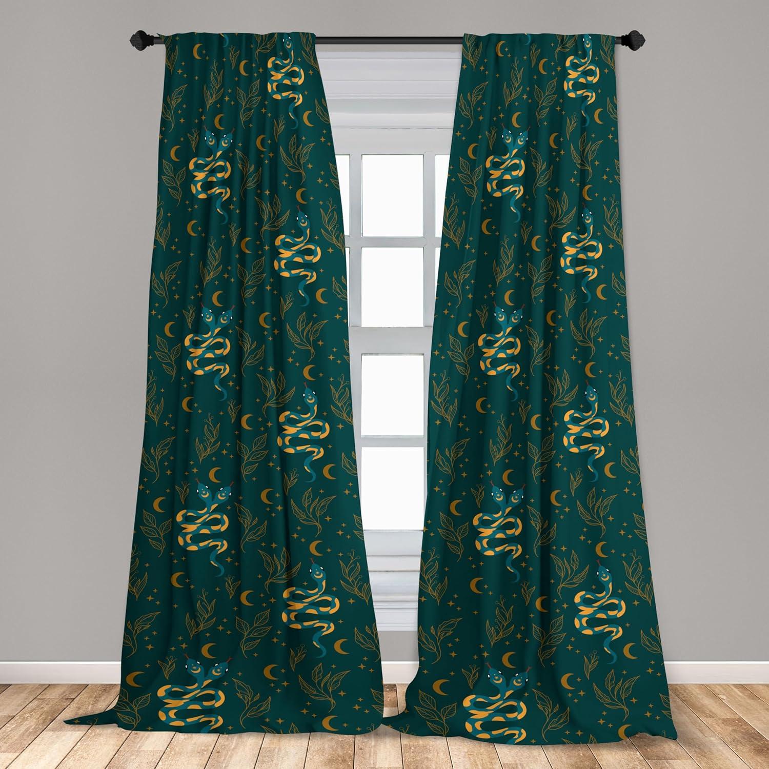 imageAmbesonne Boho Moth Curtains Mystic Feel Wild Nature Wingy Animals with Trippy Colors Print Neutral Window Treatments 2 Panel Set for Living Room Bedroom Pair of 28 x 84 Plum Purple Sea BlueTeal Earth Yellow Amber