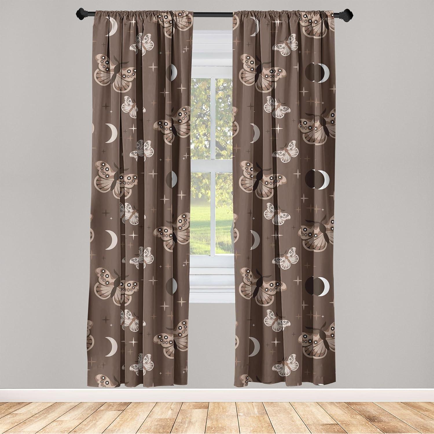 imageAmbesonne Boho Moth Curtains Mystic Feel Wild Nature Wingy Animals with Trippy Colors Print Neutral Window Treatments 2 Panel Set for Living Room Bedroom Pair of 28 x 84 Plum Purple Sea BlueUmber Warm Taupe Cocoa