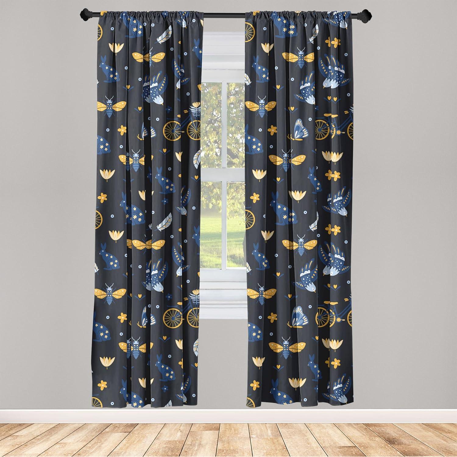 imageAmbesonne Boho Moth Curtains Mystic Feel Wild Nature Wingy Animals with Trippy Colors Print Neutral Window Treatments 2 Panel Set for Living Room Bedroom Pair of 28 x 84 Plum Purple Sea BlueNavy Blue and Pale Orange