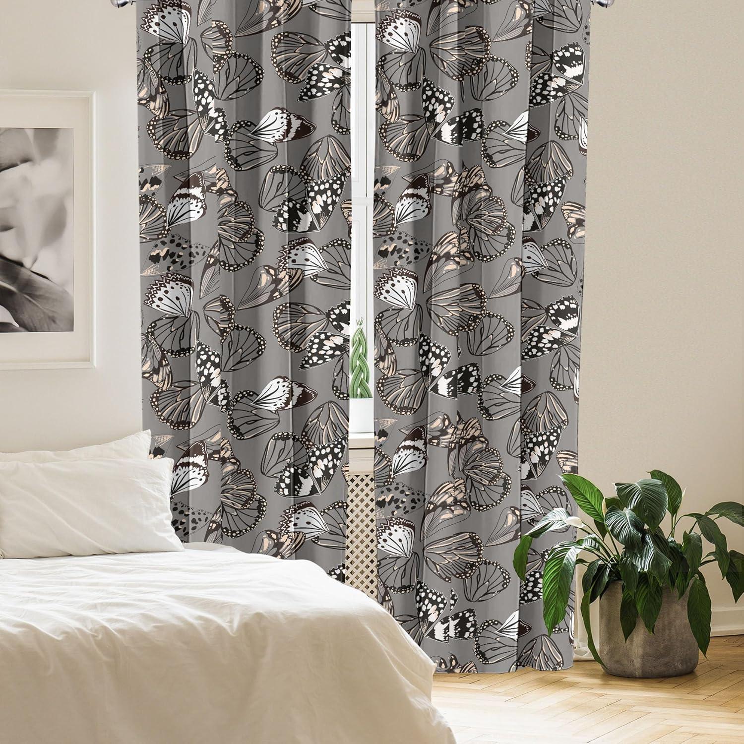 imageAmbesonne Boho Moth Curtains Mystic Feel Wild Nature Wingy Animals with Trippy Colors Print Neutral Window Treatments 2 Panel Set for Living Room Bedroom Pair of 28 x 84 Plum Purple Sea BluePale Peach and Dark Grey