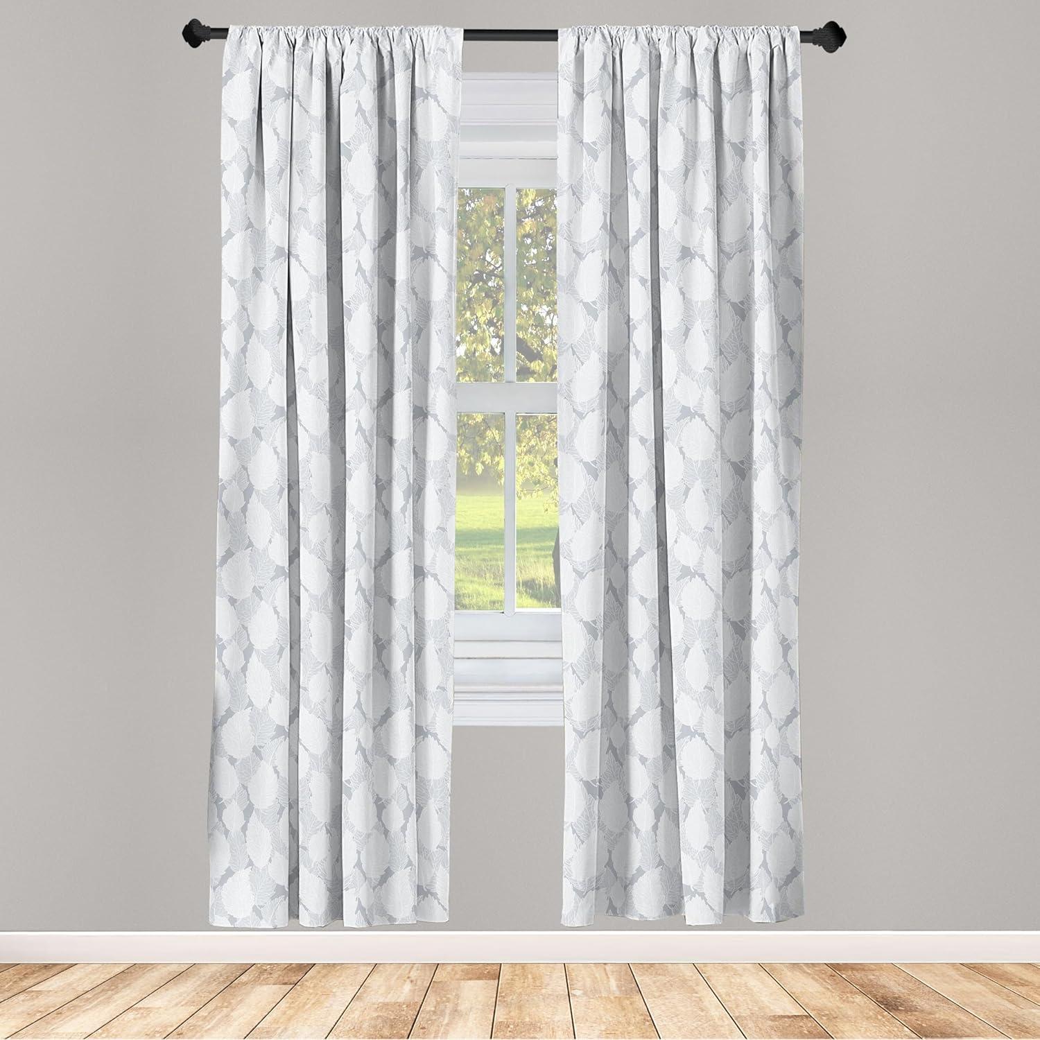imageAmbesonne Botanical Curtains Pattern of Simple Nature Creative Leaf Designs in Neutral Tones Garden Art Window Treatments 2 Panel Set for Living Room Bedroom Pair of 28 x 63 PurplebluePurpleblue