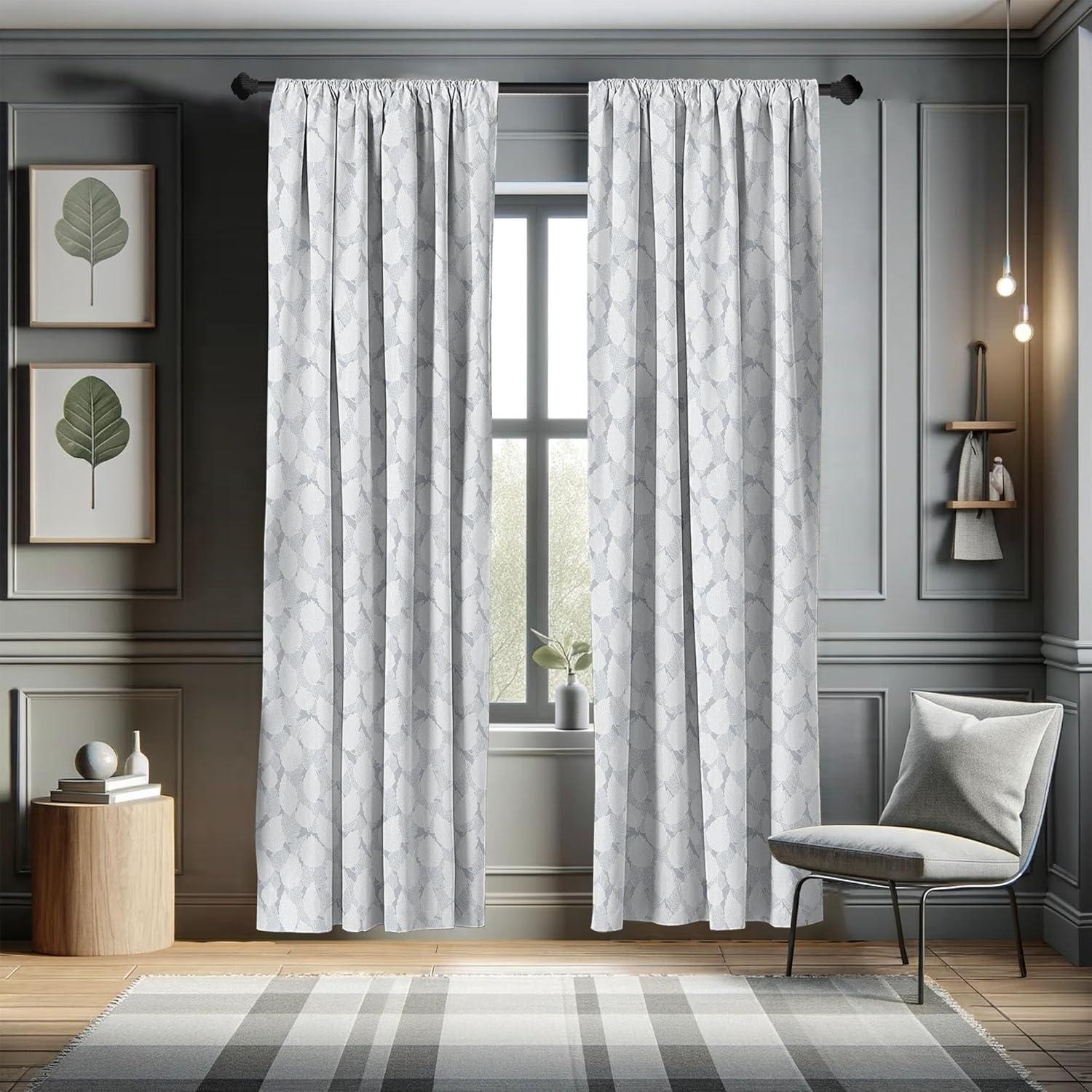 imageAmbesonne Botanical Curtains Pattern of Simple Nature Creative Leaf Designs in Neutral Tones Garden Art Window Treatments 2 Panel Set for Living Room Bedroom Pair of 28 x 63 PurplebluePurpleblue
