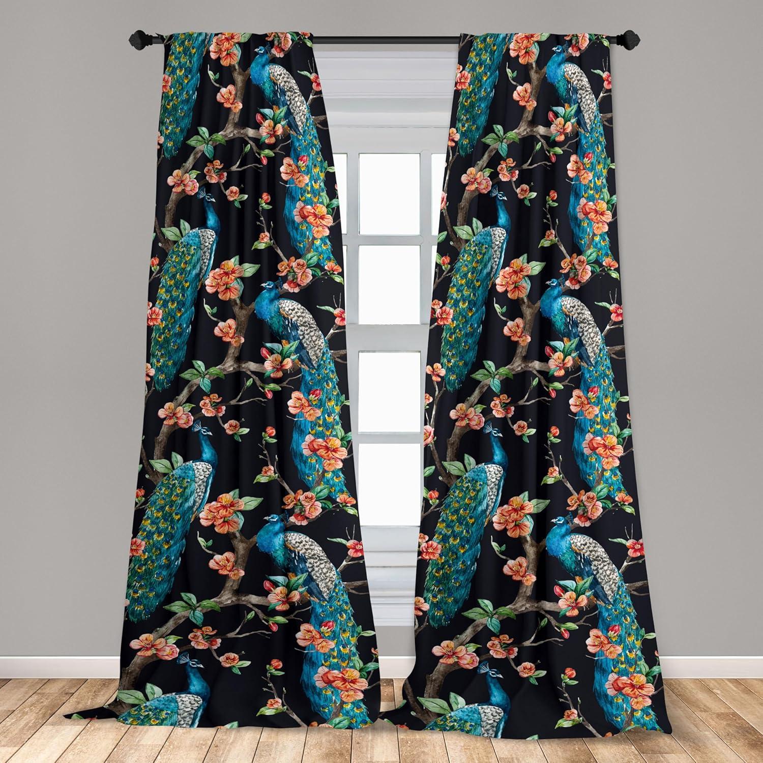 imageAmbesonne Delicate Roses Curtains Neutral Vintage Floral Scene with Leafy Ornaments Romantic Print Window Treatments 2 Panel Set for Living Room Bedroom Pair of 28 x 63 Pastel Pink Pale GreyVermilion Sea Blue Teal