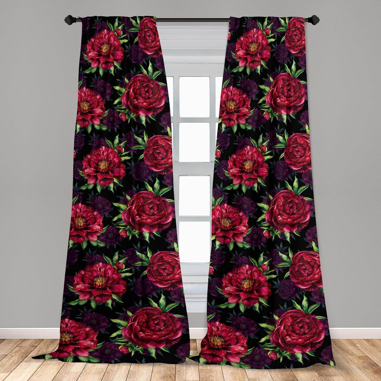 imageAmbesonne Delicate Roses Curtains Neutral Vintage Floral Scene with Leafy Ornaments Romantic Print Window Treatments 2 Panel Set for Living Room Bedroom Pair of 28 x 63 Pastel Pink Pale GreyRaspberry Fern Green