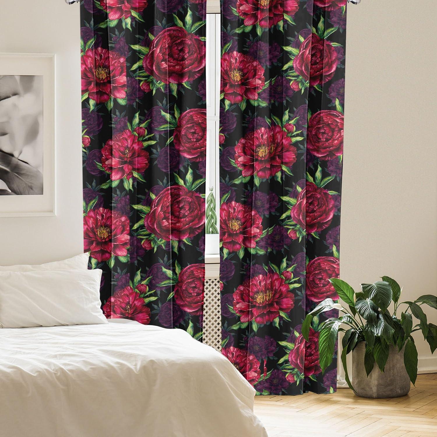 imageAmbesonne Delicate Roses Curtains Neutral Vintage Floral Scene with Leafy Ornaments Romantic Print Window Treatments 2 Panel Set for Living Room Bedroom Pair of 28 x 63 Pastel Pink Pale GreyRaspberry Fern Green