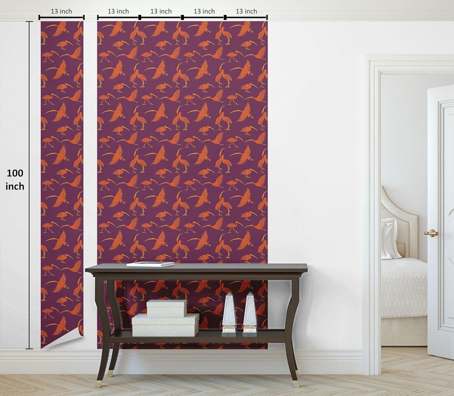 imageAmbesonne Duck Peel amp Stick Wallpaper for Home Aquarelle Look Flying Birds on Dark Jungle Tone Leafy Flowers Pattern Back SelfAdhesive Living Room Kitchen Accent 13 x 36 Dark Indigo MulticolorMagenta Vermilion Yellow