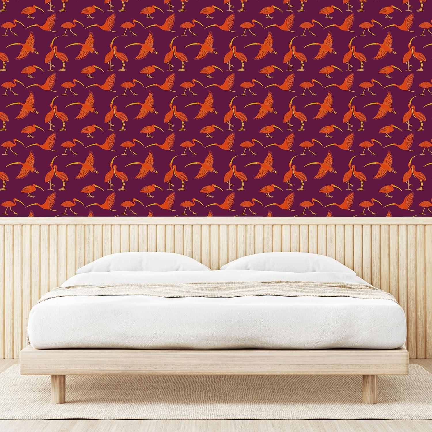 imageAmbesonne Duck Peel amp Stick Wallpaper for Home Aquarelle Look Flying Birds on Dark Jungle Tone Leafy Flowers Pattern Back SelfAdhesive Living Room Kitchen Accent 13 x 36 Dark Indigo MulticolorMagenta Vermilion Yellow