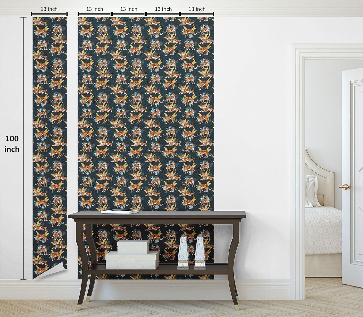 imageAmbesonne Duck Peel amp Stick Wallpaper for Home Aquarelle Look Flying Birds on Dark Jungle Tone Leafy Flowers Pattern Back SelfAdhesive Living Room Kitchen Accent 13 x 36 Dark Indigo MulticolorMarigold Dark Teal Blue