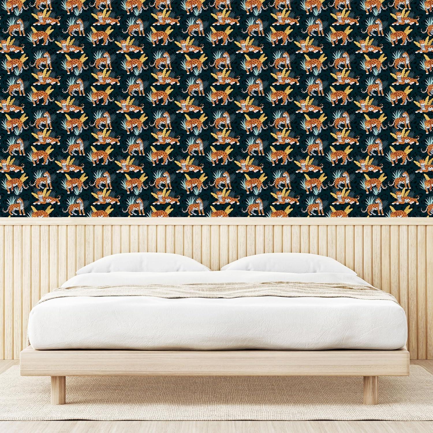 imageAmbesonne Duck Peel amp Stick Wallpaper for Home Aquarelle Look Flying Birds on Dark Jungle Tone Leafy Flowers Pattern Back SelfAdhesive Living Room Kitchen Accent 13 x 36 Dark Indigo MulticolorMarigold Dark Teal Blue