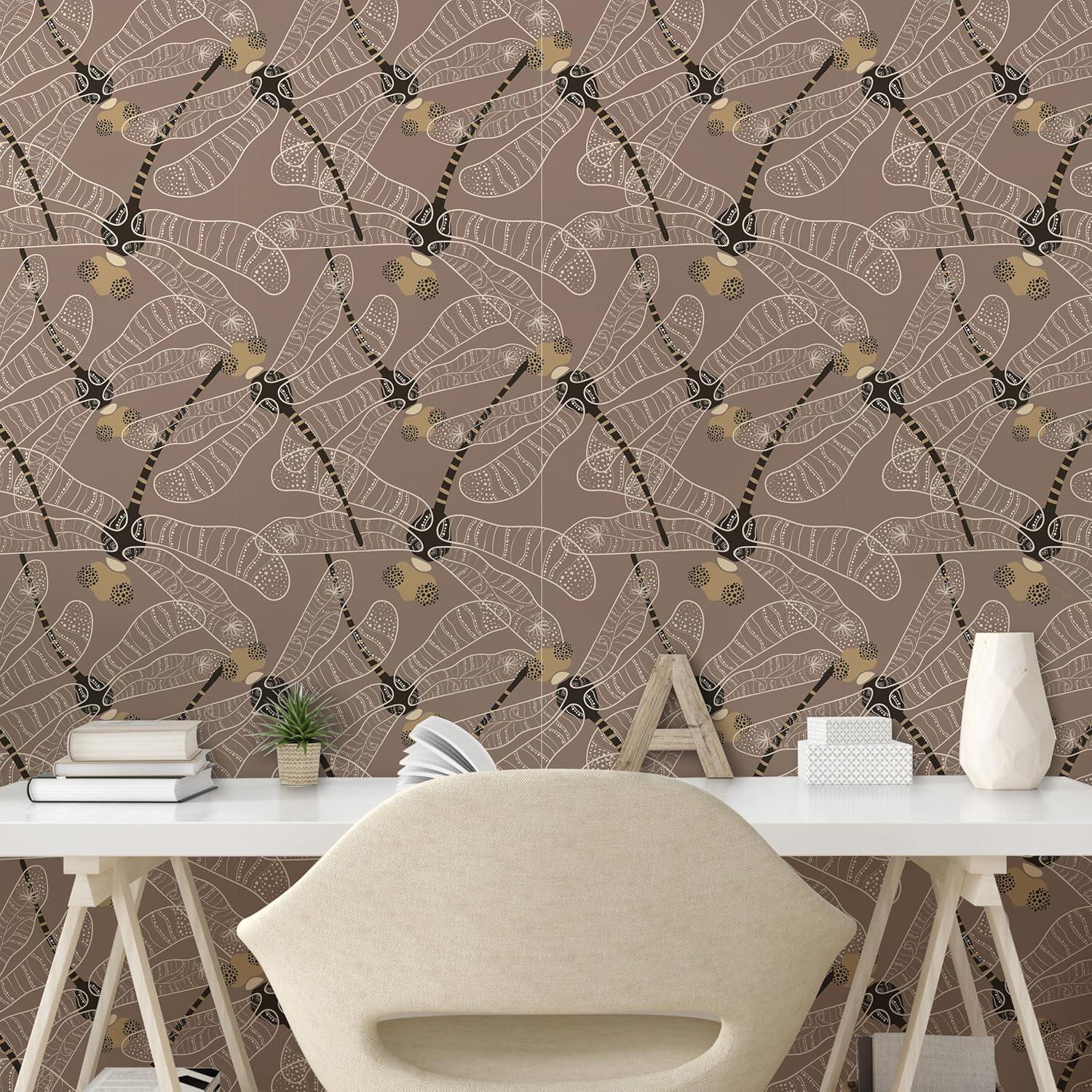 imageAmbesonne Duck Peel amp Stick Wallpaper for Home Aquarelle Look Flying Birds on Dark Jungle Tone Leafy Flowers Pattern Back SelfAdhesive Living Room Kitchen Accent 13 x 36 Dark Indigo MulticolorWhite Warm Taupe Grey