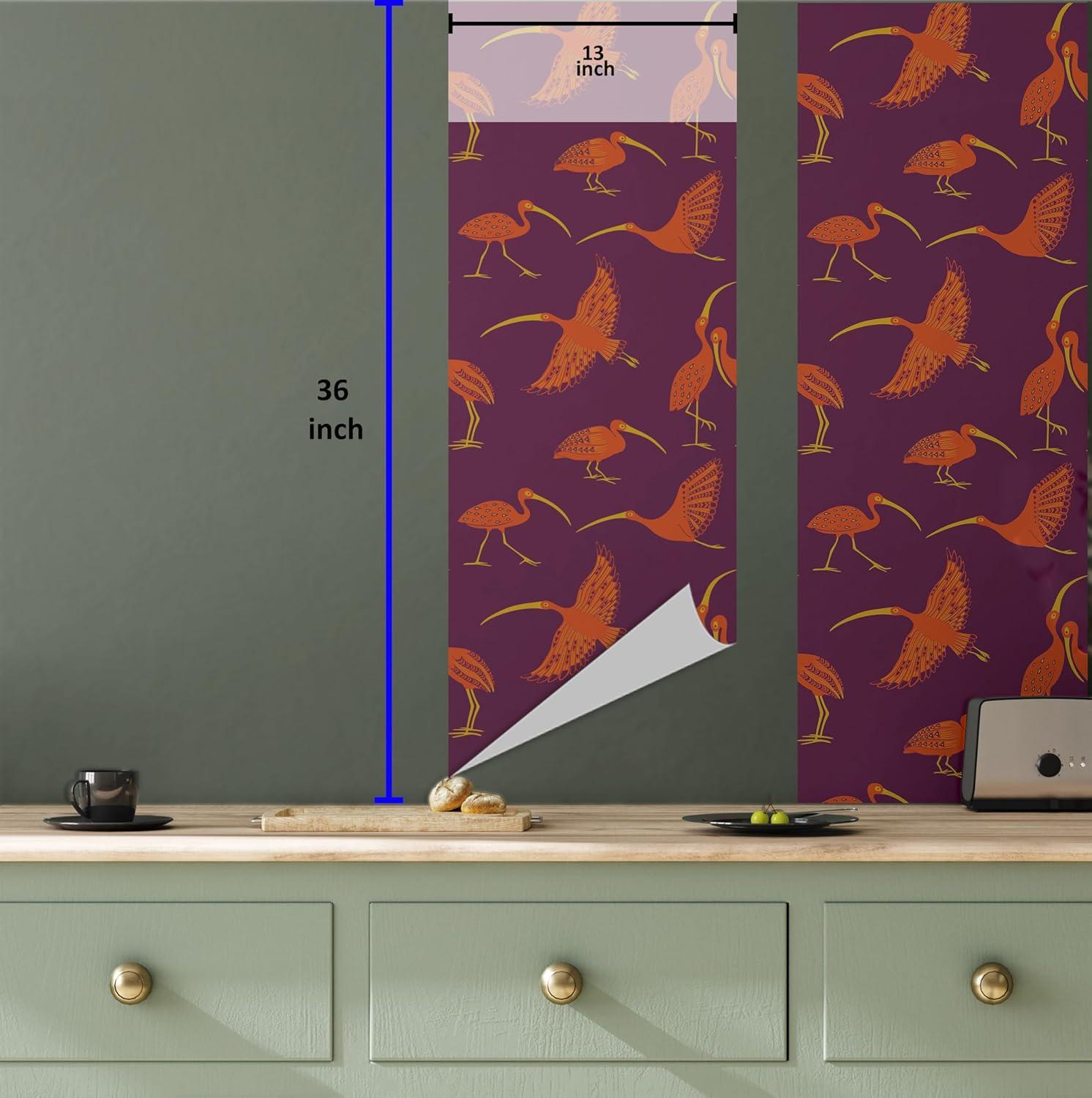 imageAmbesonne Duck Peel amp Stick Wallpaper for Home Aquarelle Look Flying Birds on Dark Jungle Tone Leafy Flowers Pattern Back SelfAdhesive Living Room Kitchen Accent 13 x 36 Dark Indigo MulticolorMagenta Vermilion Yellow