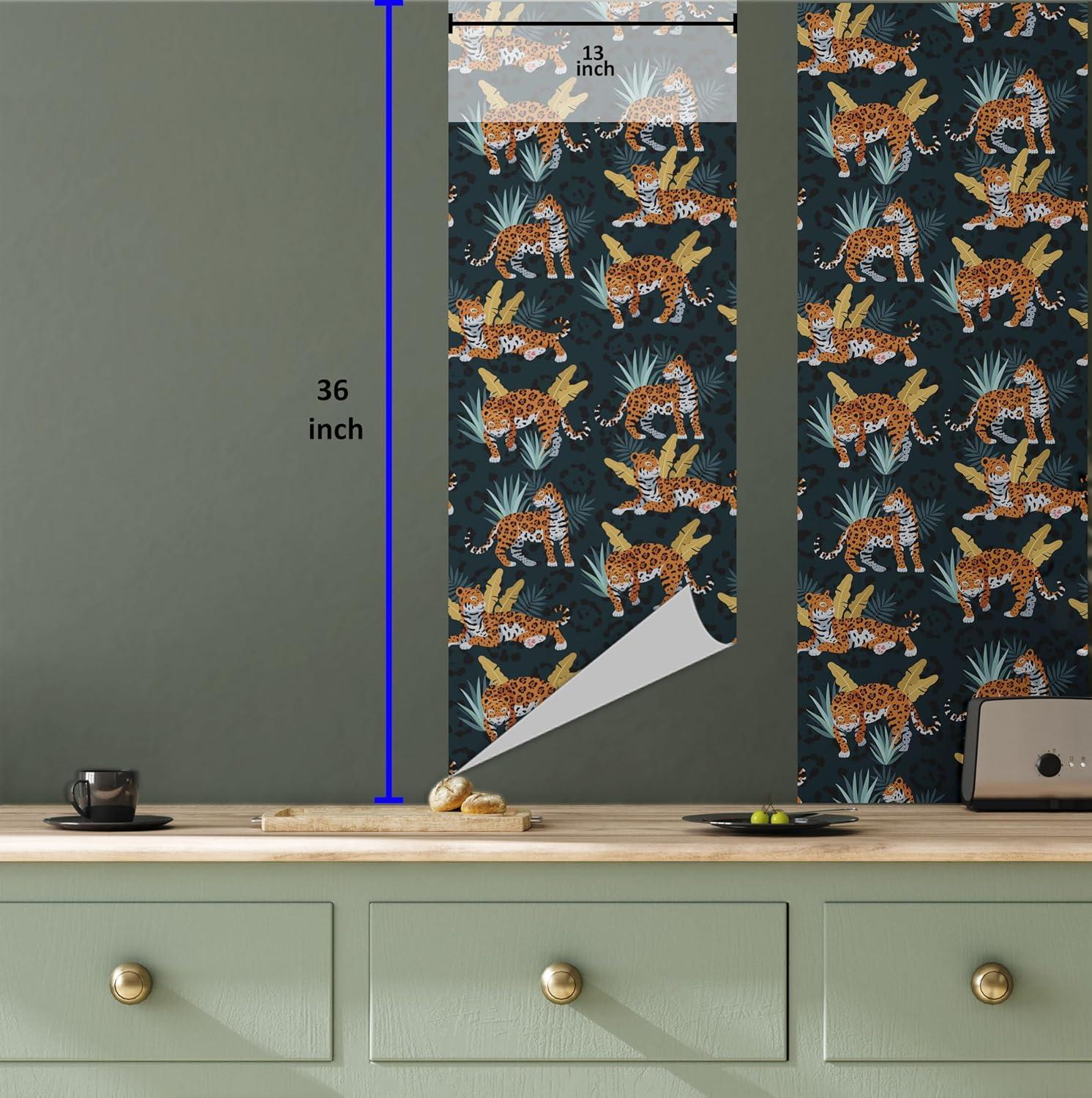 imageAmbesonne Duck Peel amp Stick Wallpaper for Home Aquarelle Look Flying Birds on Dark Jungle Tone Leafy Flowers Pattern Back SelfAdhesive Living Room Kitchen Accent 13 x 36 Dark Indigo MulticolorMarigold Dark Teal Blue