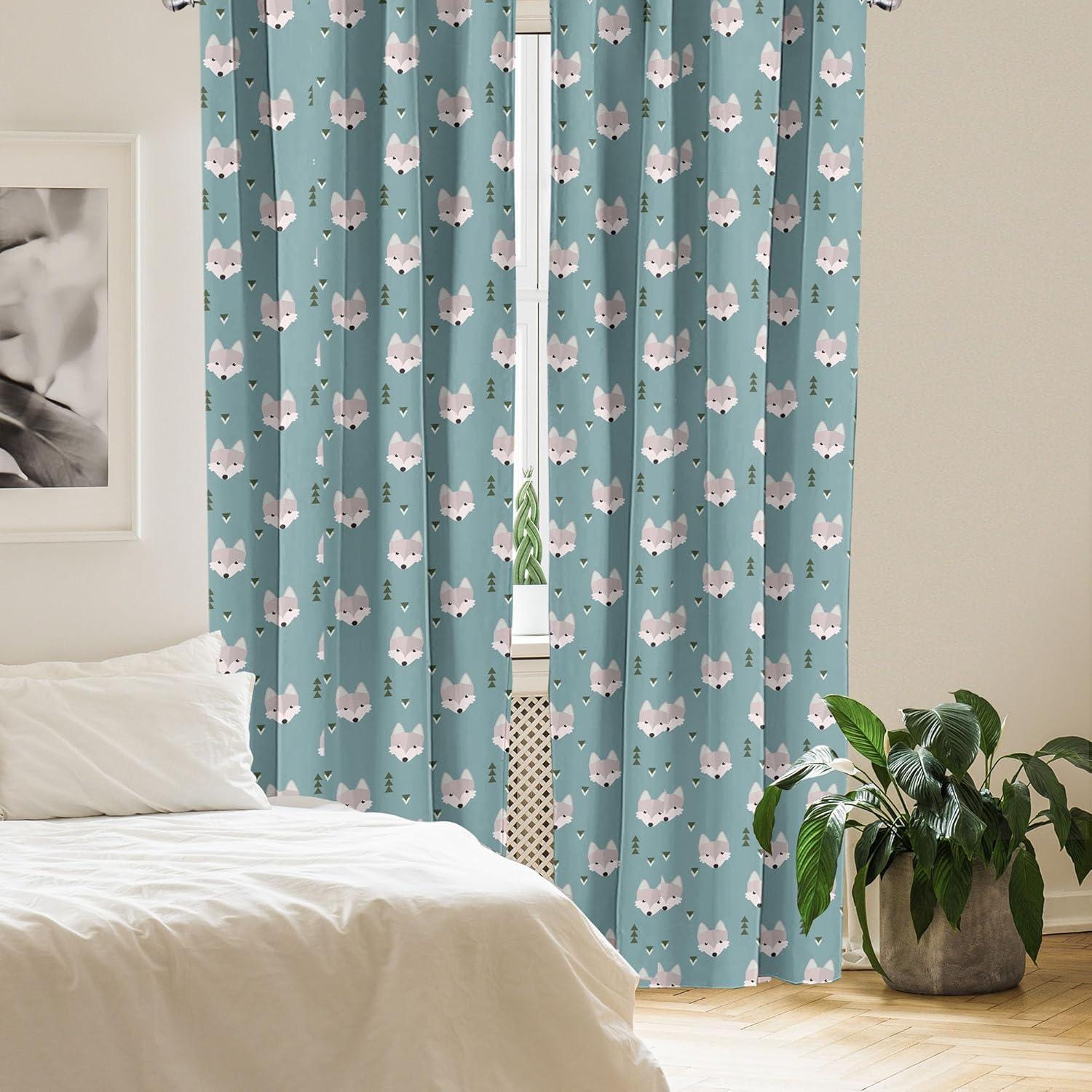 imageAmbesonne Exotic Boho Curtains Simple Design Modern Linear Flamingo Pattern with Leaves Neutral Art Window Treatments 2 Panel Set for Living Room Bedroom Pair of 28 x 63 Pale Azure Blue CoralCadet Blue Pale Salmon