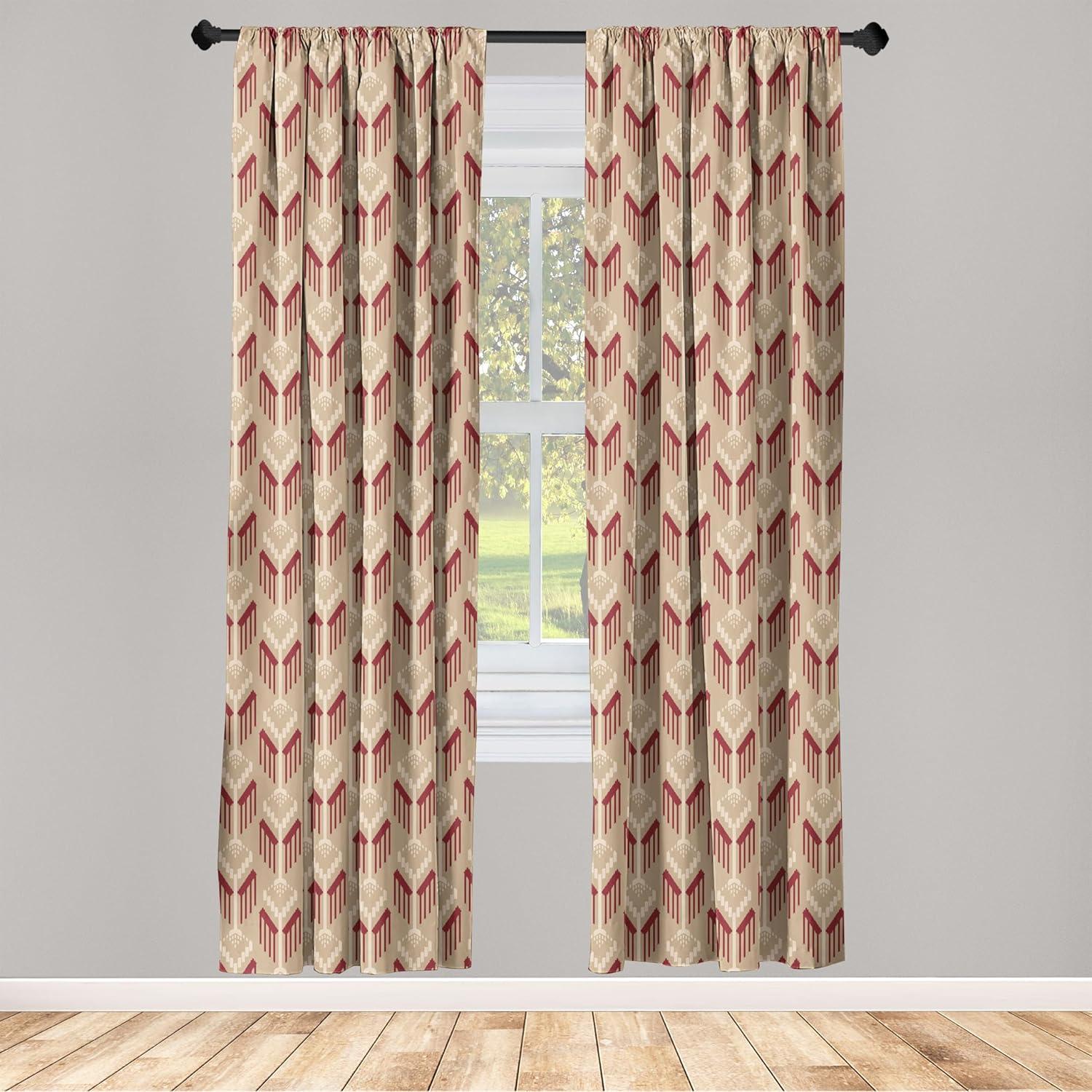 imageAmbesonne Exotic Boho Curtains Simple Design Modern Linear Flamingo Pattern with Leaves Neutral Art Window Treatments 2 Panel Set for Living Room Bedroom Pair of 28 x 63 Pale Azure Blue CoralSlate Brown Burgundy