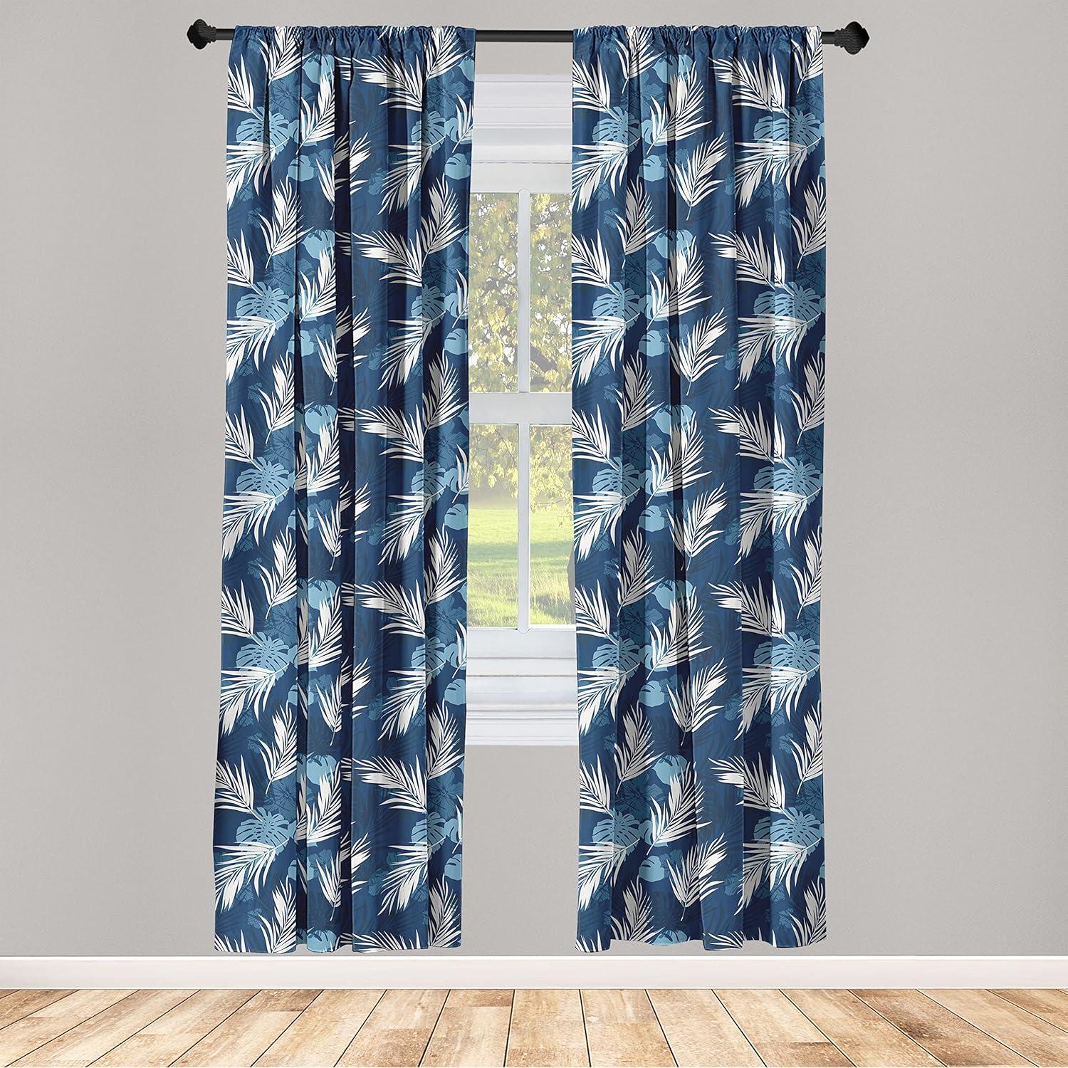 imageAmbesonne Exotic Boho Curtains Simple Design Modern Linear Flamingo Pattern with Leaves Neutral Art Window Treatments 2 Panel Set for Living Room Bedroom Pair of 28 x 63 Pale Azure Blue CoralWhite Dark Lavender