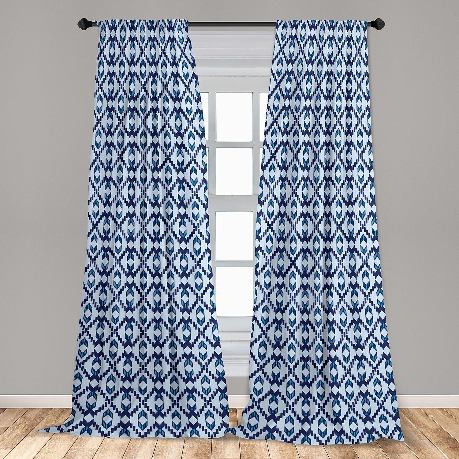 imageAmbesonne Exotic Boho Curtains Simple Design Modern Linear Flamingo Pattern with Leaves Neutral Art Window Treatments 2 Panel Set for Living Room Bedroom Pair of 28 x 63 Pale Azure Blue CoralPale Azure Blue Indigo