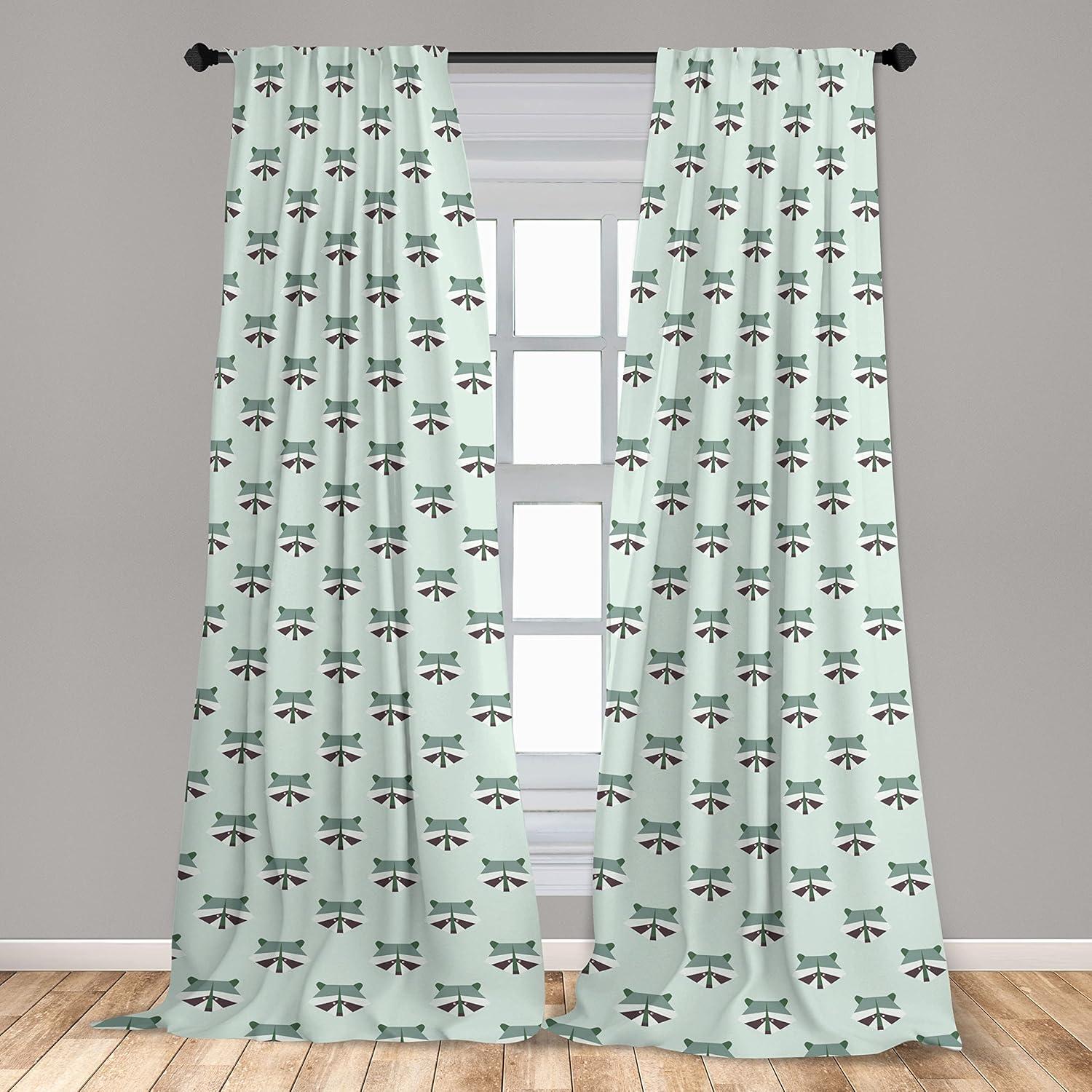 imageAmbesonne Exotic Boho Curtains Simple Design Modern Linear Flamingo Pattern with Leaves Neutral Art Window Treatments 2 Panel Set for Living Room Bedroom Pair of 28 x 63 Pale Azure Blue CoralMint Green Laurel Green